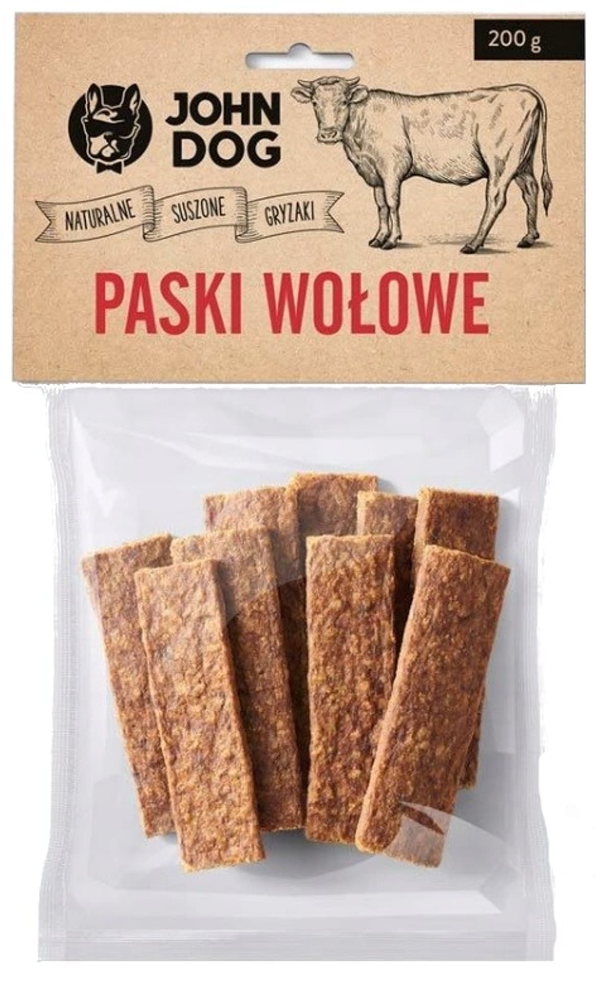 

John Dog GRYZAKI NATURALNE Paski wołowe 200g