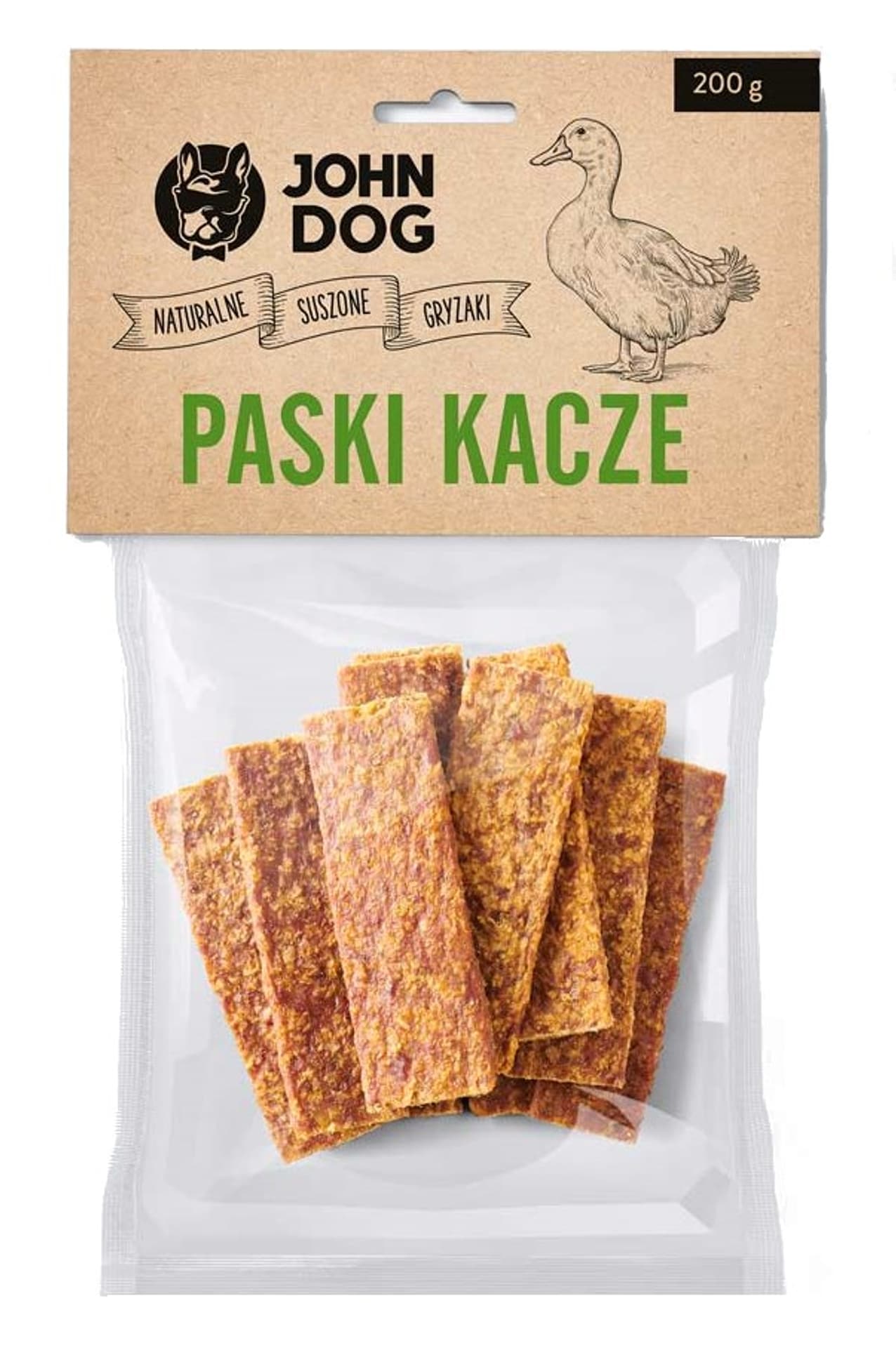 

John Dog GRYZAKI NATURALNE Paski kacze 200g
