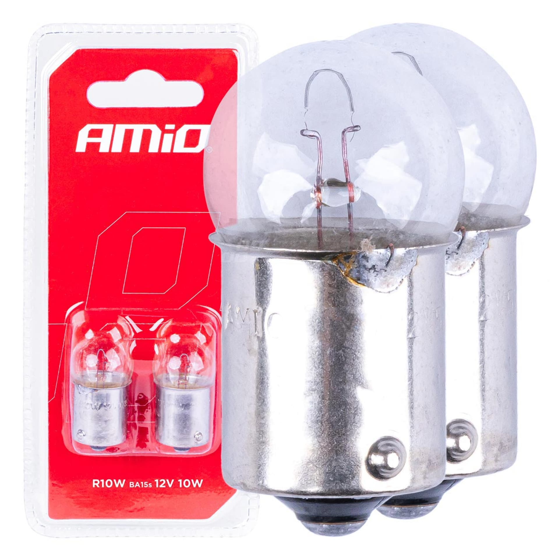 

Żarówki halogenowe r10w ba15s 12v 2szt. blister amio-03350