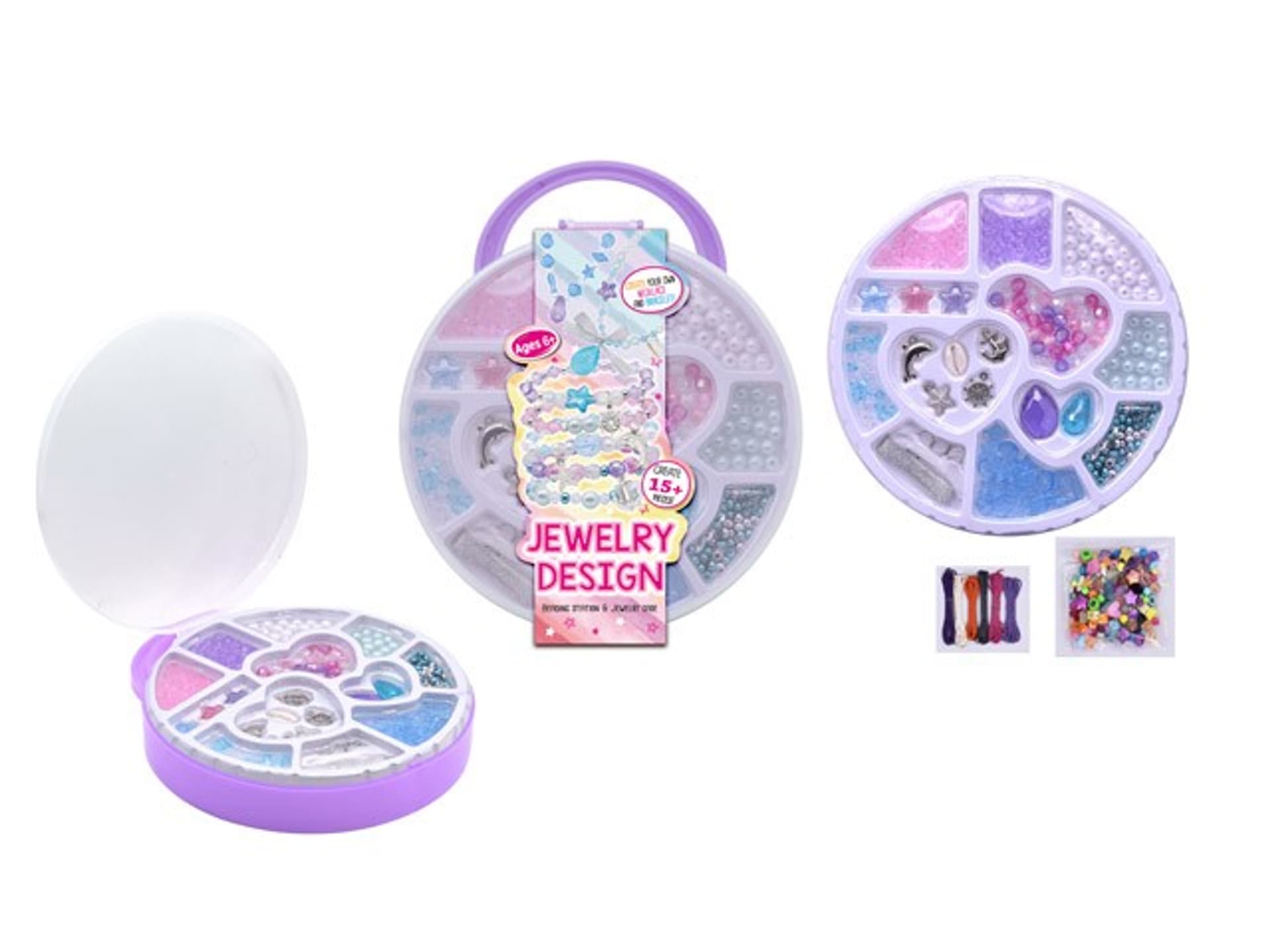 

ZESTAW KORALIKÓW W PLASTIKOWEJ OKRĄGŁĘJ WALIZECZCE