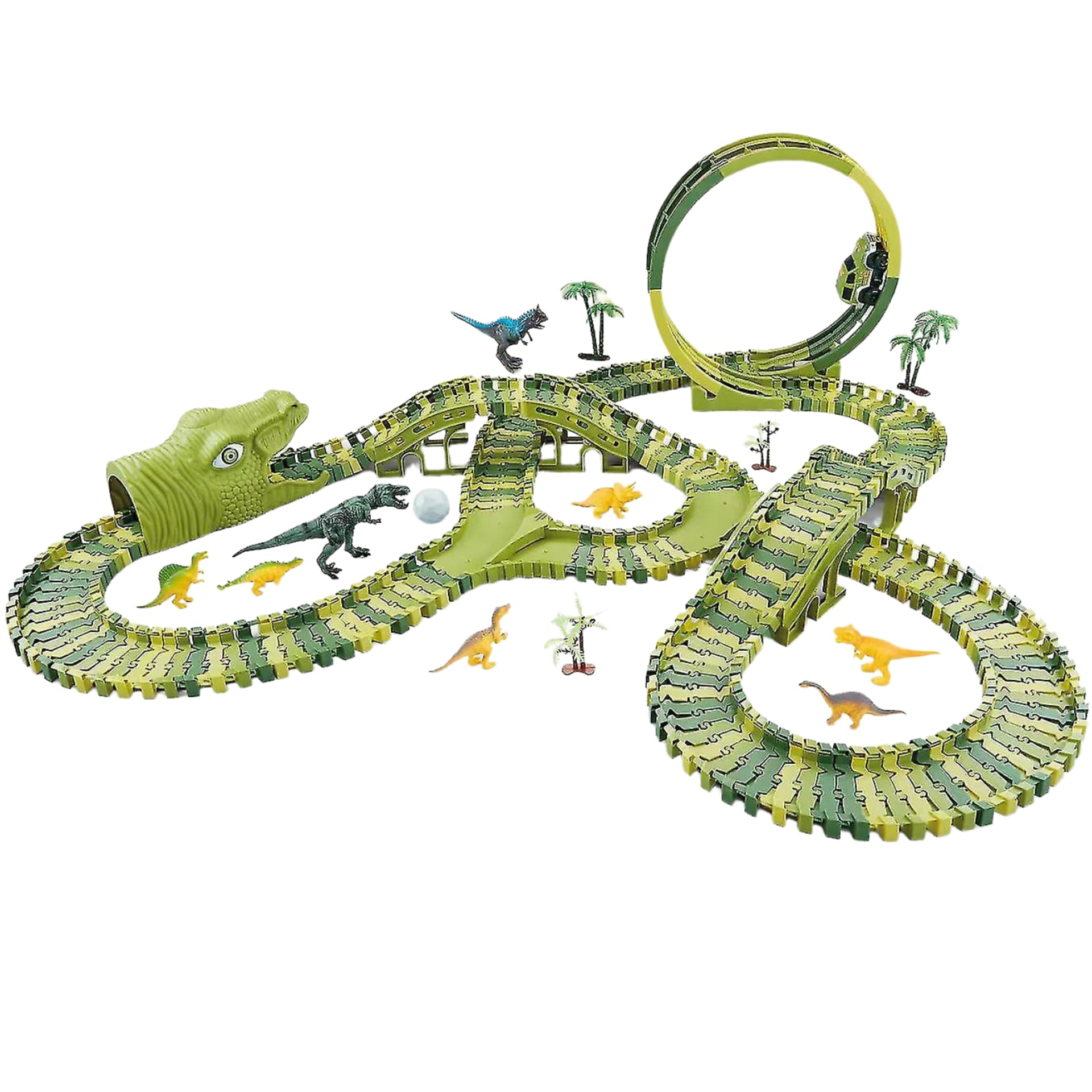 

MEGA TOR WYŚCIGOWY XXXL DINOZAUR DINO PARK FIGURKI TREX AUTKO PĘTLA + AKCES
