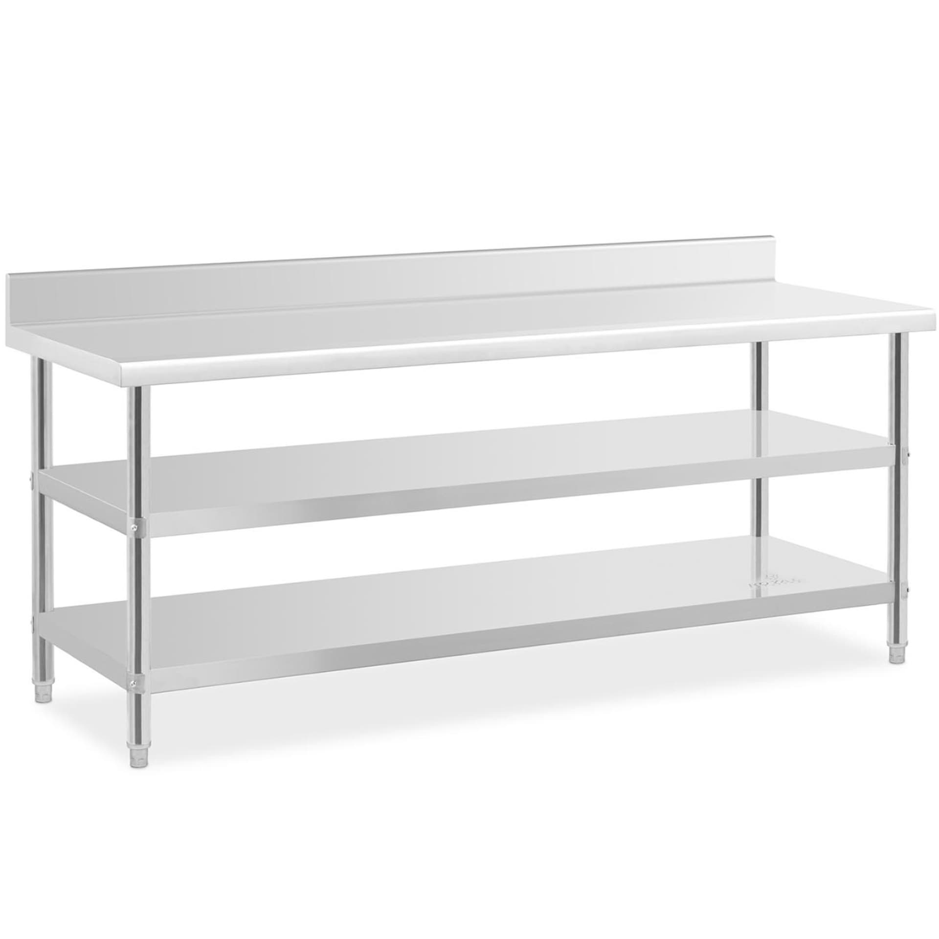 

Stół blat roboczy stalowy nierdzewny przyścienny z rantem 2 półki 200x70cm