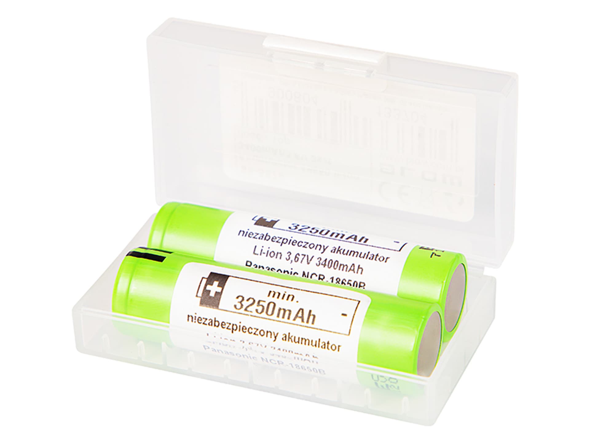 

85-587# Akumulator 18650 li-ion 3400mah3,6v 2szt panasonic +box na dwa akumulatory