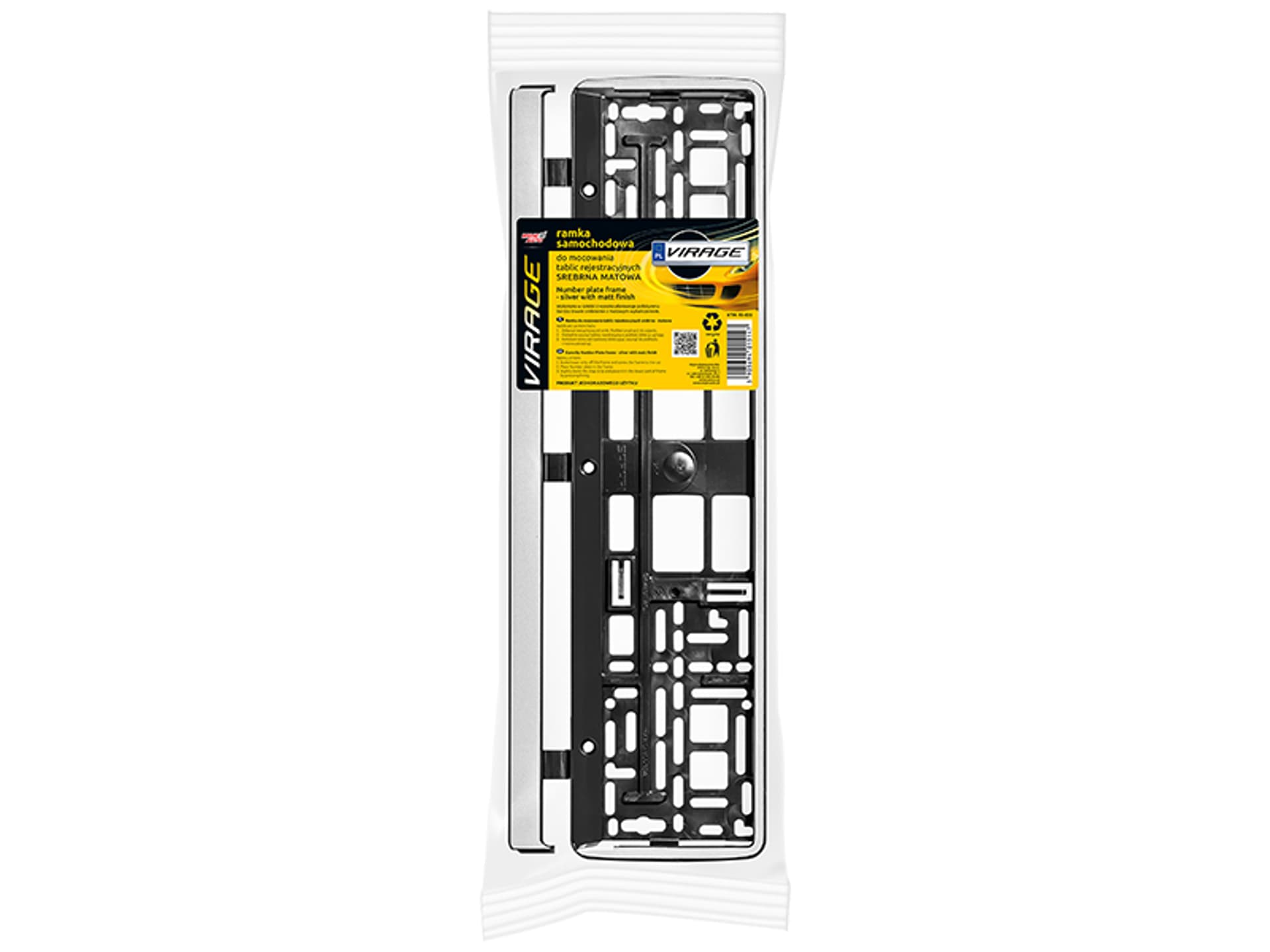 

52-297# Ramka do mocowania tablic rejestracyjnych srebrna matowa virage