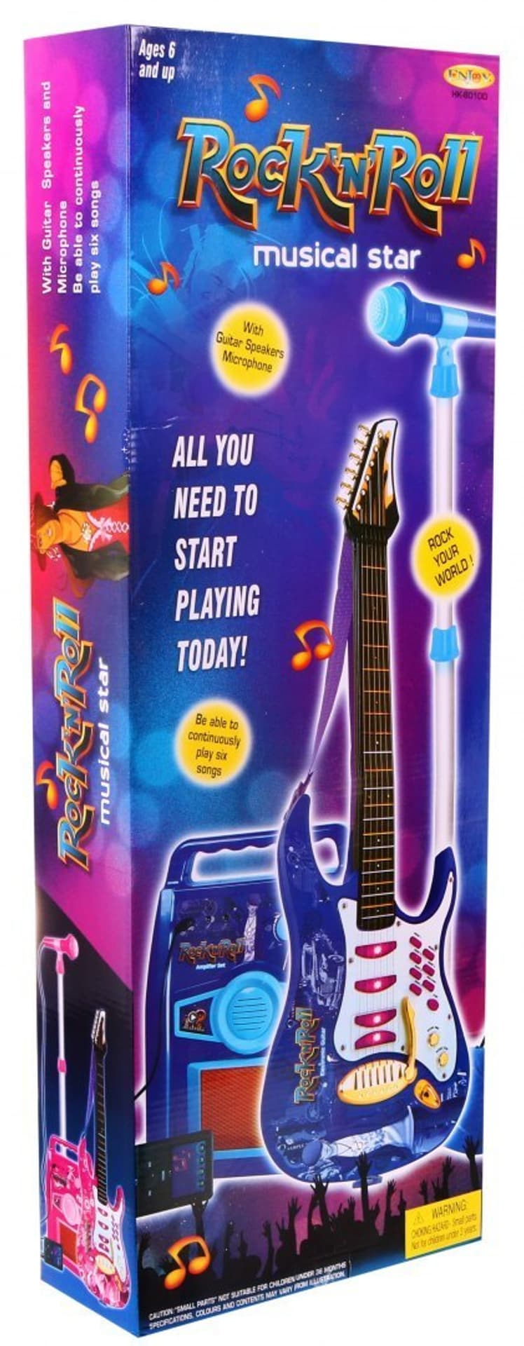 

Gitara z akcesoriami dla dzieci 6+ Niebieski zestaw muzyczny Wzmacniacz + Mikrofon