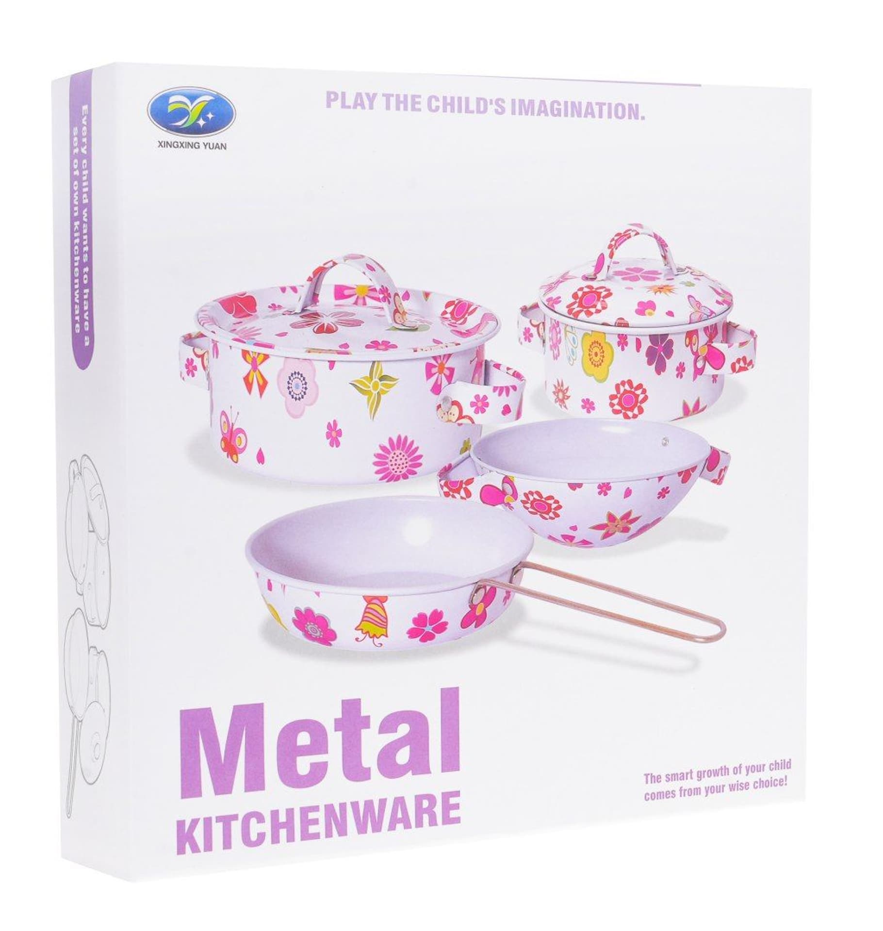 

Zestaw Małego Kucharza 9 el. dla dzieci 3+ Kwiaty + Metalowe Garnki + Akcesoria