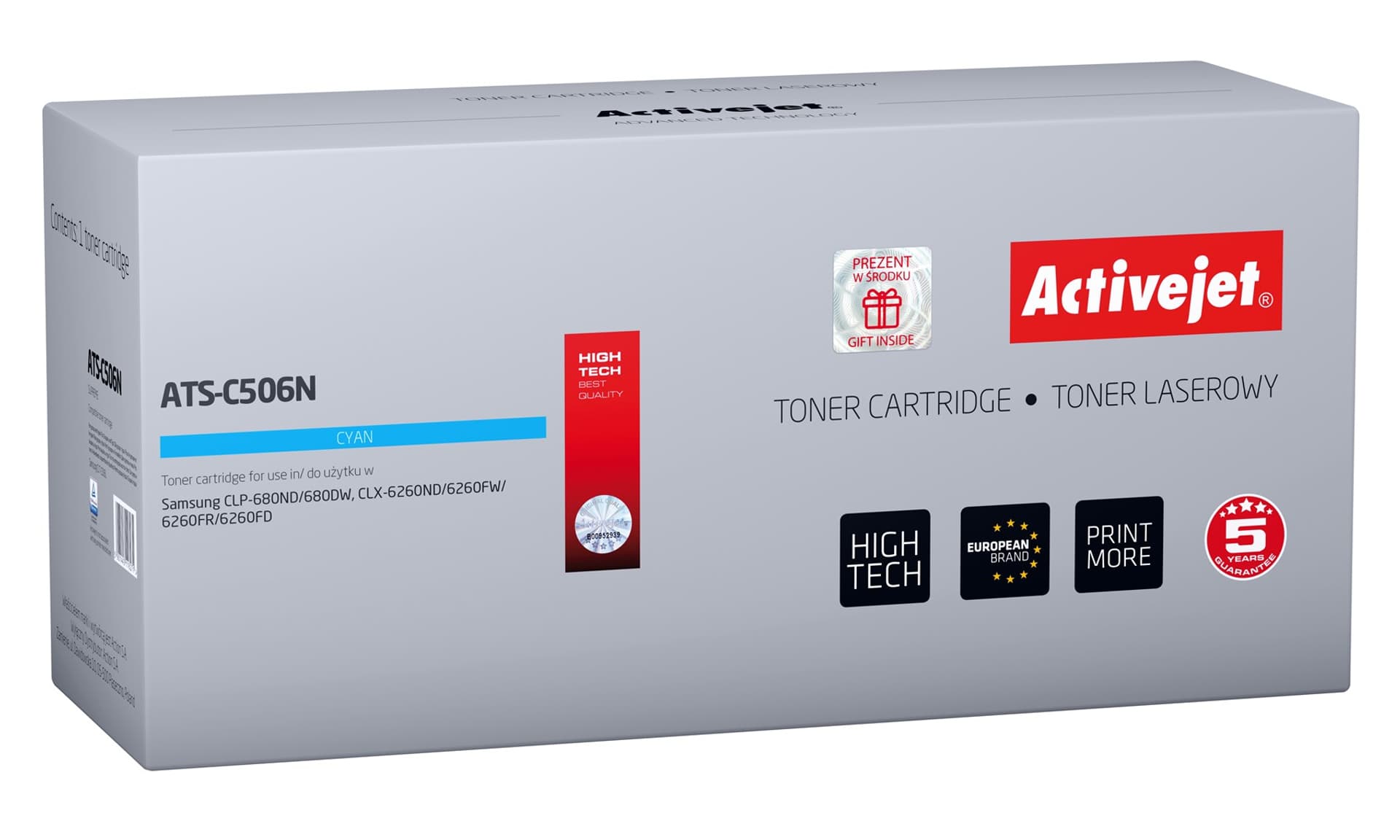 

Toner Activejet ATS-C506N (zamiennik Samsung CLT-C506L; Supreme; 3500 stron; niebieski)