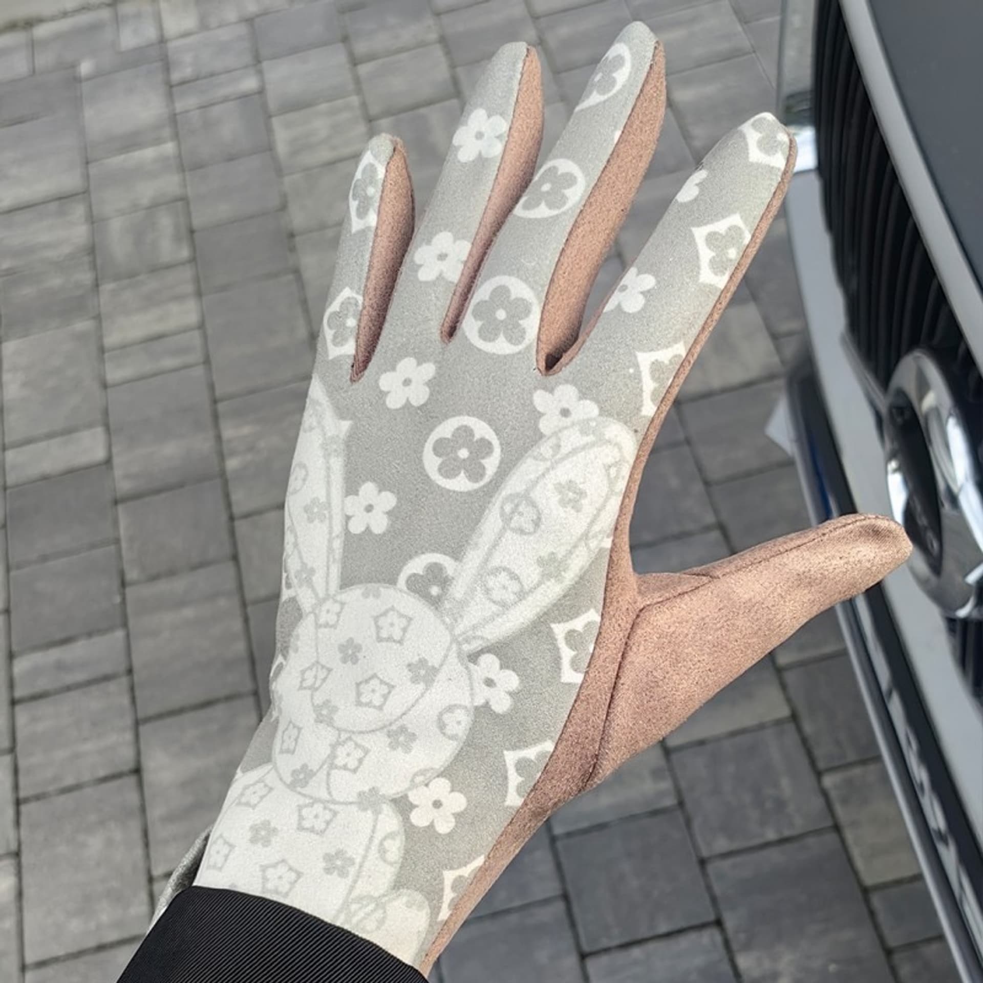 

Damskie rękawiczki elegancki nadruk Elegant ciepłe z polarkiem w środku REK144WZ4