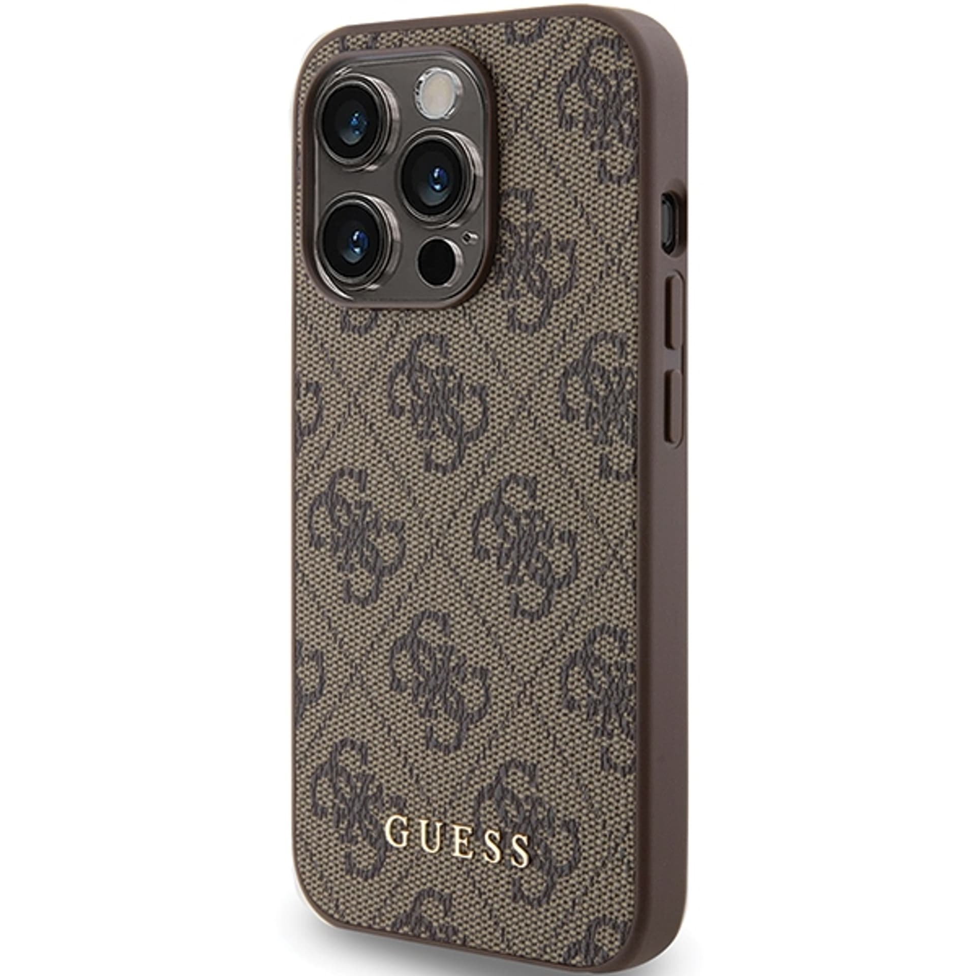 

Guess GUHCP15LG4GFBR iPhone 15 Pro 6.1" brązowy/brown hard case 4G Metal Gold Logo