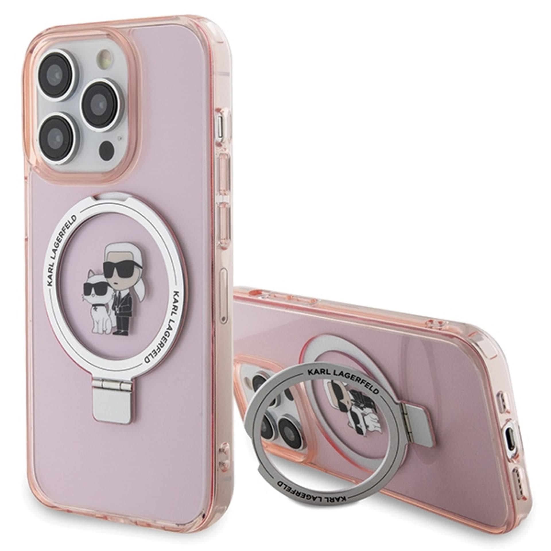 

Karl Lagerfeld KLHMP15LHMRSKCP iPhone 15 Pro 6.1" różowy/pink hardcase Ring Stand Karl&Choupettte MagSafe