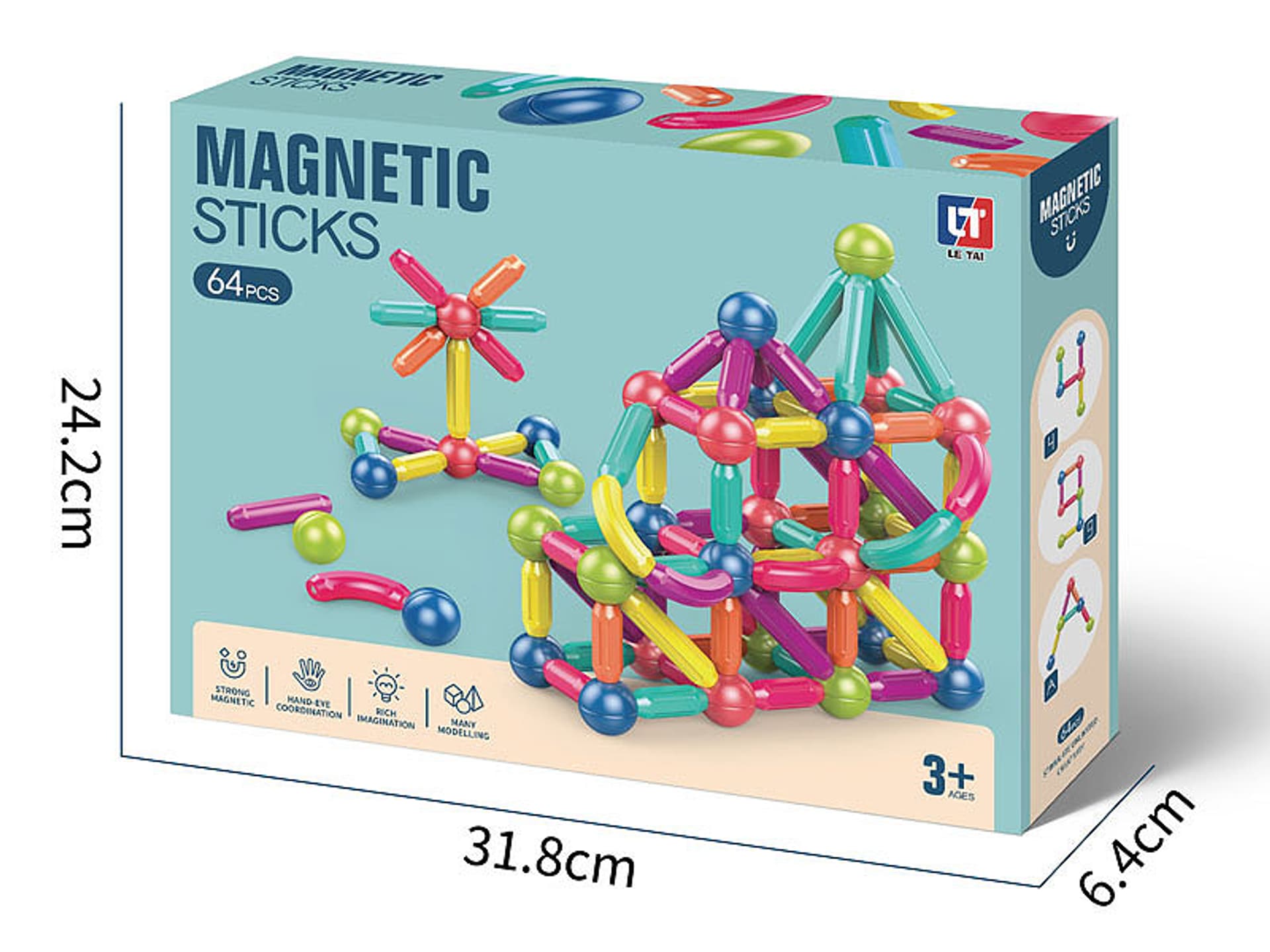 

Klocki Magnetyczne 64 elementy dla dzieci 3+