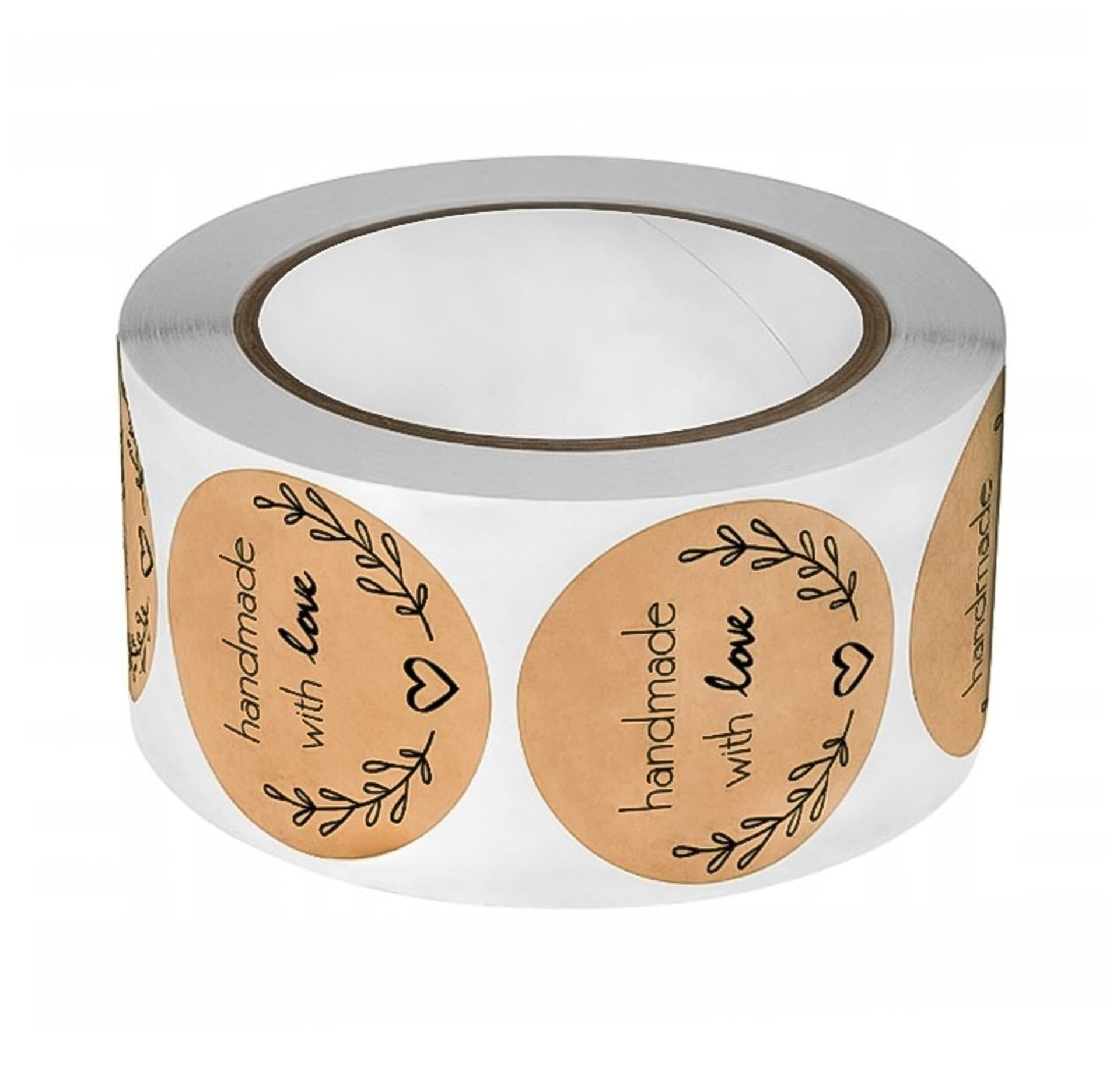 

500 sztuk naklejek HANDMADE with love na taśmie średnica 25mm dekoracyjne naklejki samoprzylepne etykiety NNK11