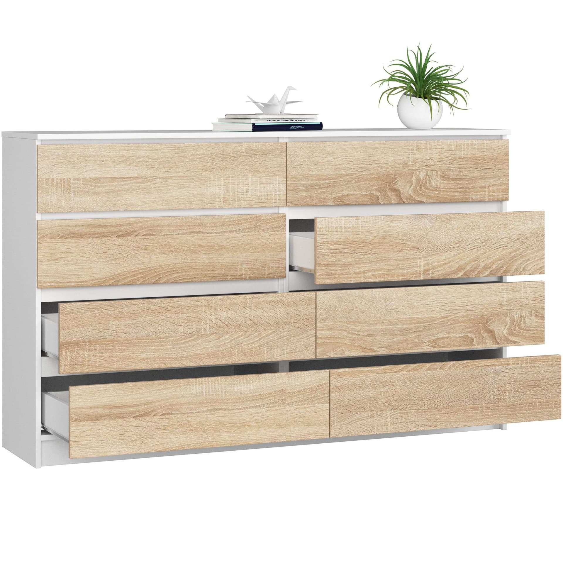 

KOMODA K160 8SZ CLP BIAŁA / DĄB SONOMA