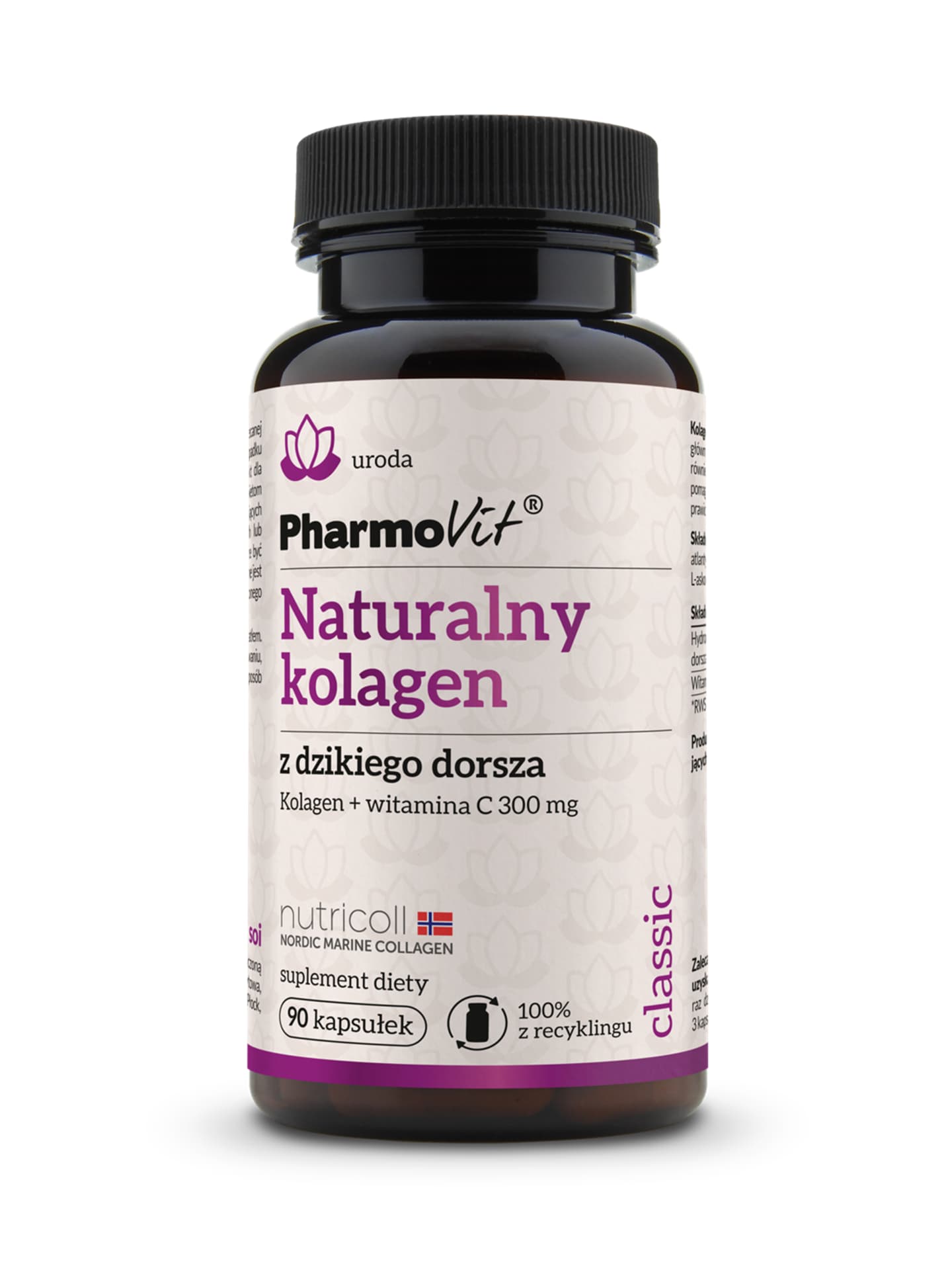 

Naturalny kolagen z dzikiego dorsza Kolagen 810mg witamina C 90mg - 90 kapsułek PharmoVit