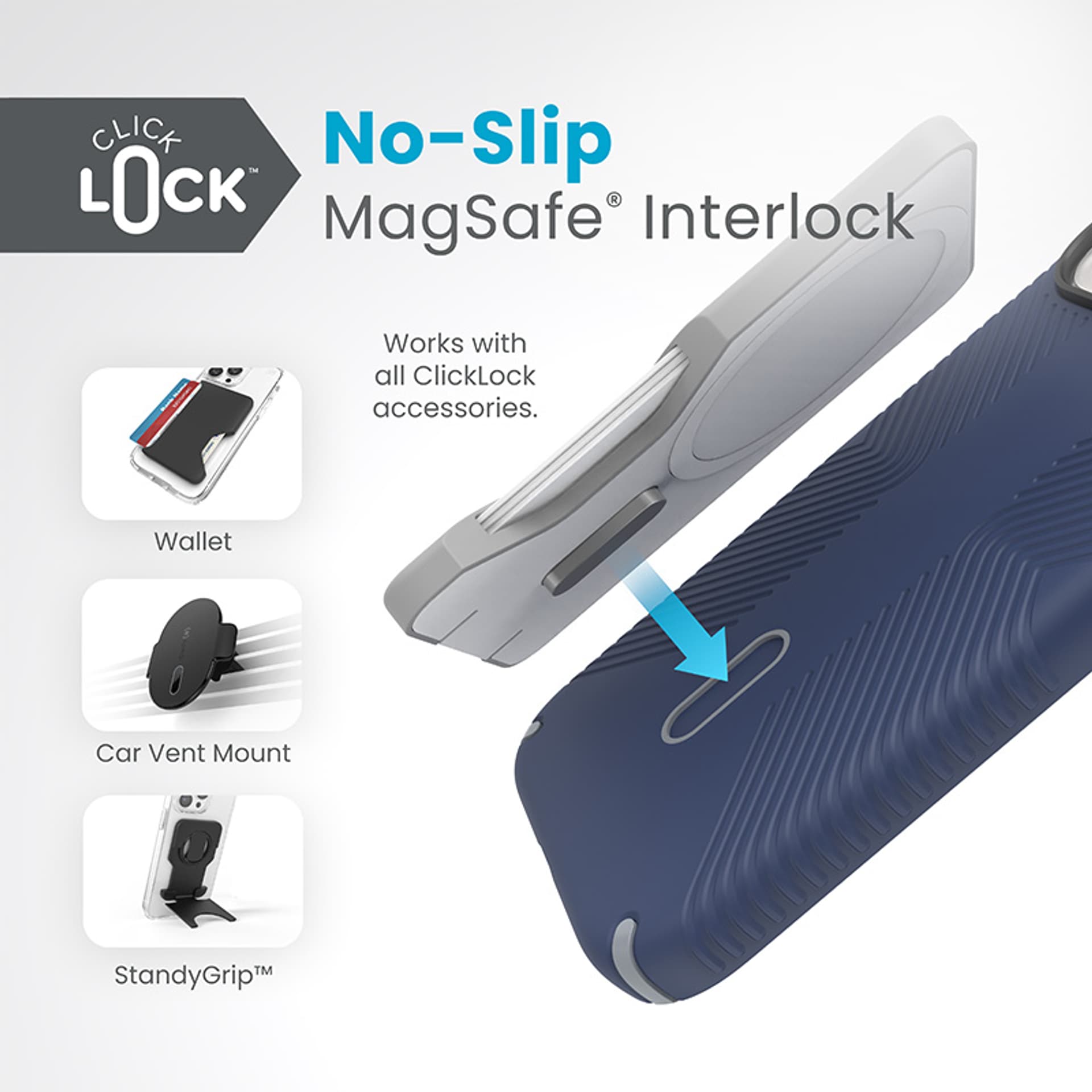 

Speck Presidio2 Grip ClickLock & Magsafe - Etui iPhone 15 / iPhone 14 / iPhone 13 (Coastal Blue / Dustgrey / White)
