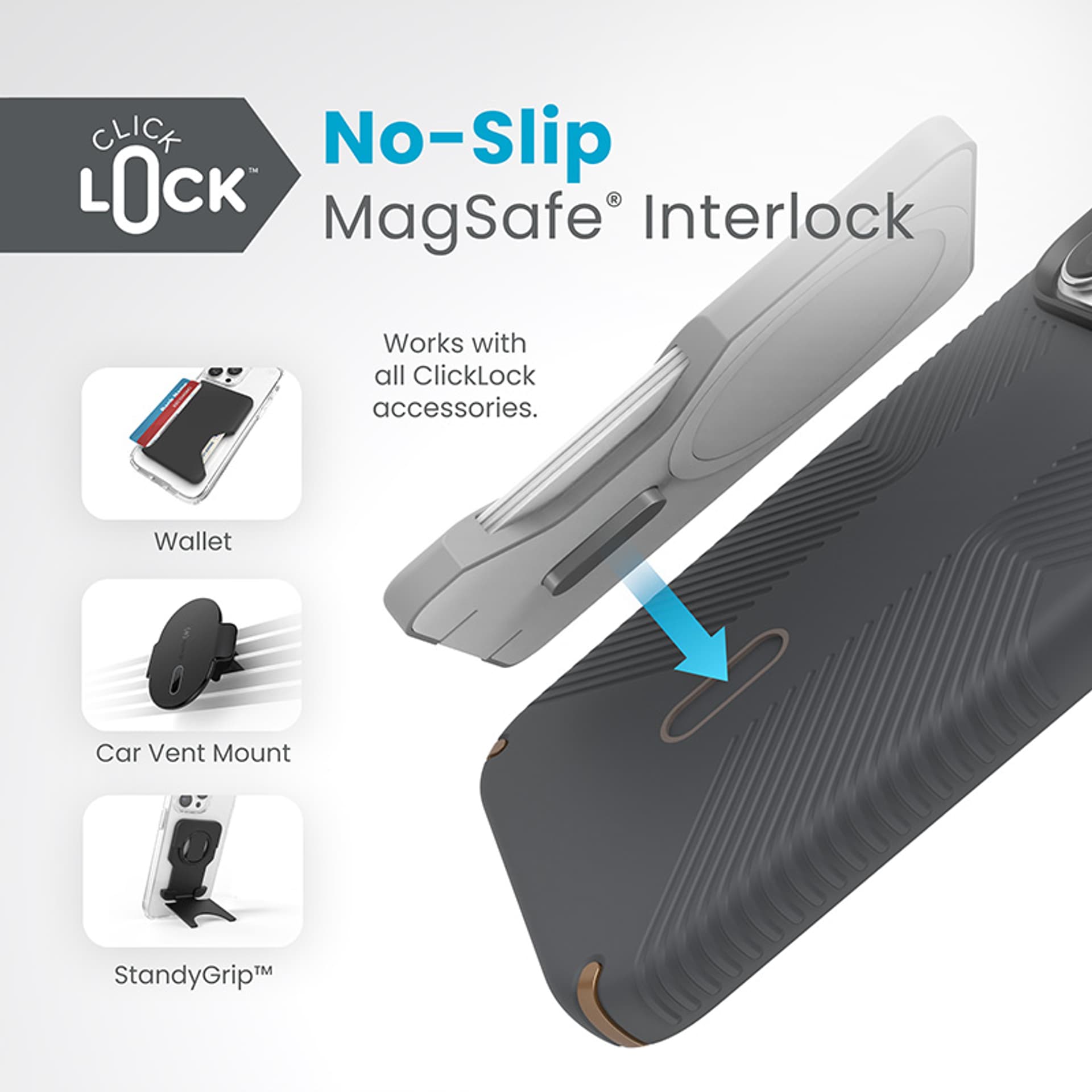 

Speck Presidio2 Grip ClickLock & MagSafe - Etui iPhone 15 Pro Max (Charcoal Grey / Cool Bronze)