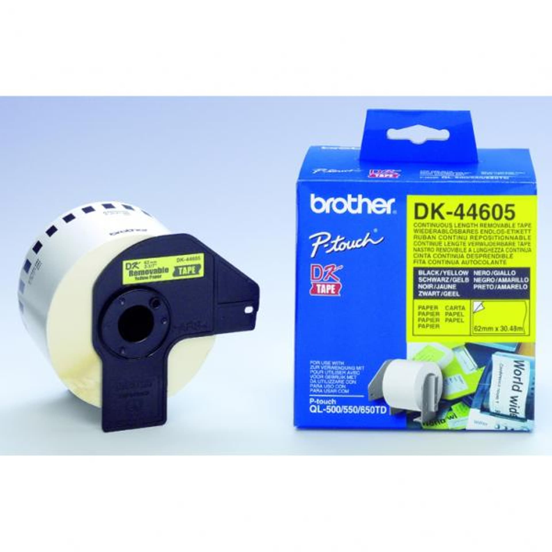 

Brother DK-44605, 62mm x 30,48m Usuwalne etykiety samoprzylepne - żółte - rolka Brother