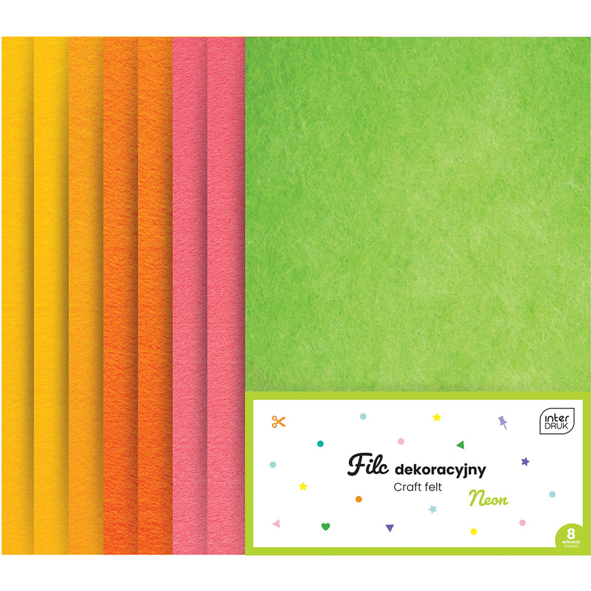

Filc dekoracyjny 8szt. FLUO MIX INTERDRUK