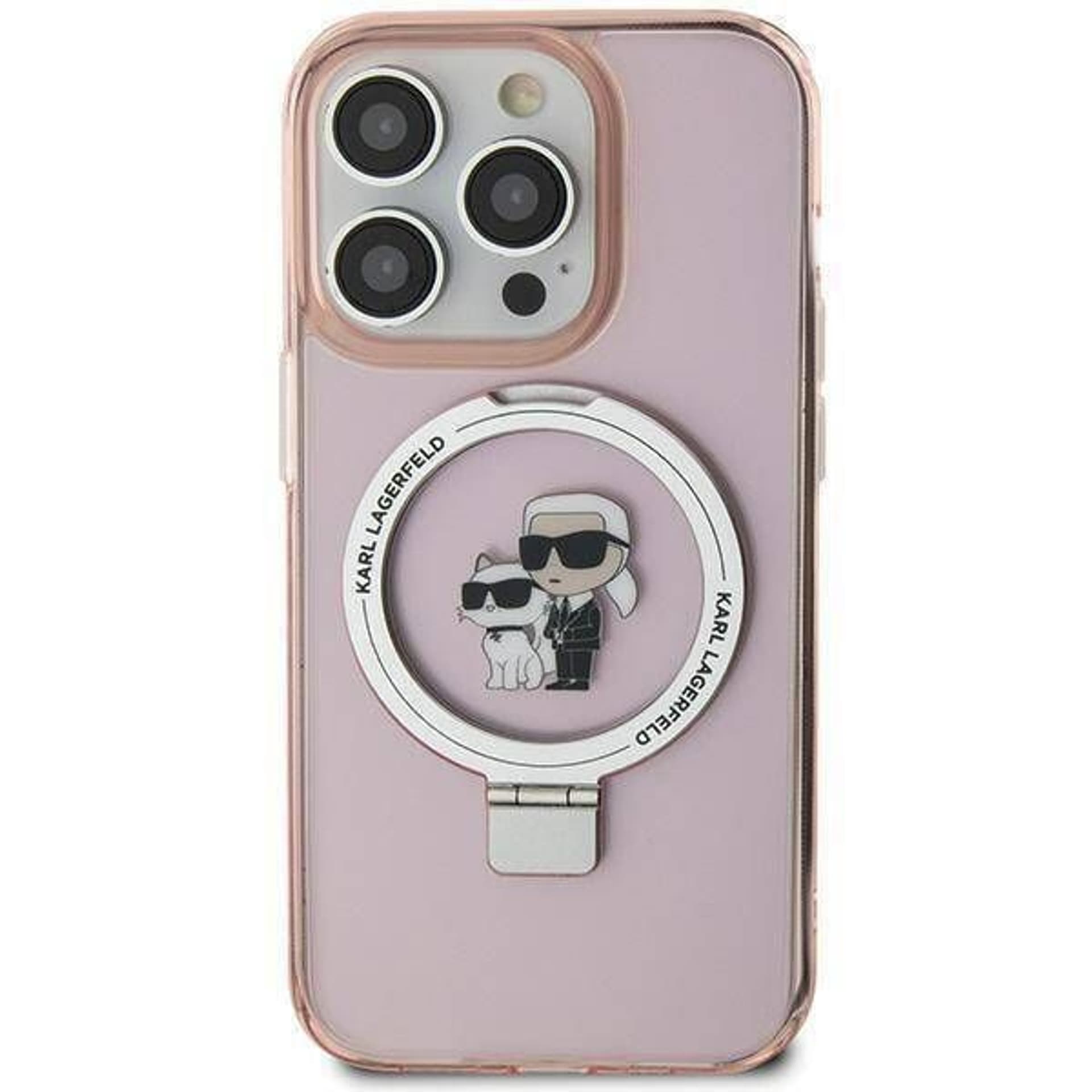 

Karl Lagerfeld KLHMP15SHMRSKCP iPhone 15 6.1" różowy/pink hardcase Ring Stand Karl&Choupettte MagSafe