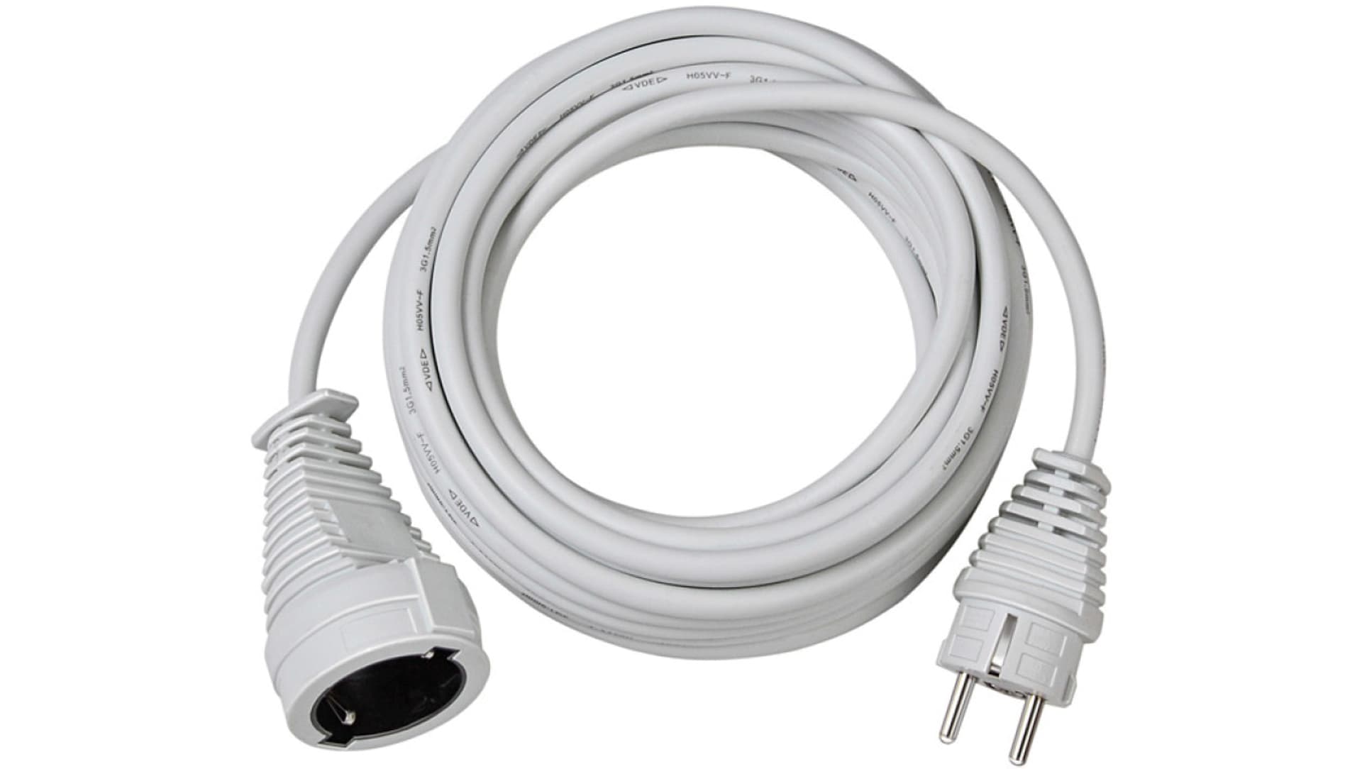 

Kabel przedłużajacy (przedłużacz) 10m biały 1x230V H05VV-F3G1,5 1168464, Przedłużacz) 10m biały 1x230v h05vv-f3g1.5 116846