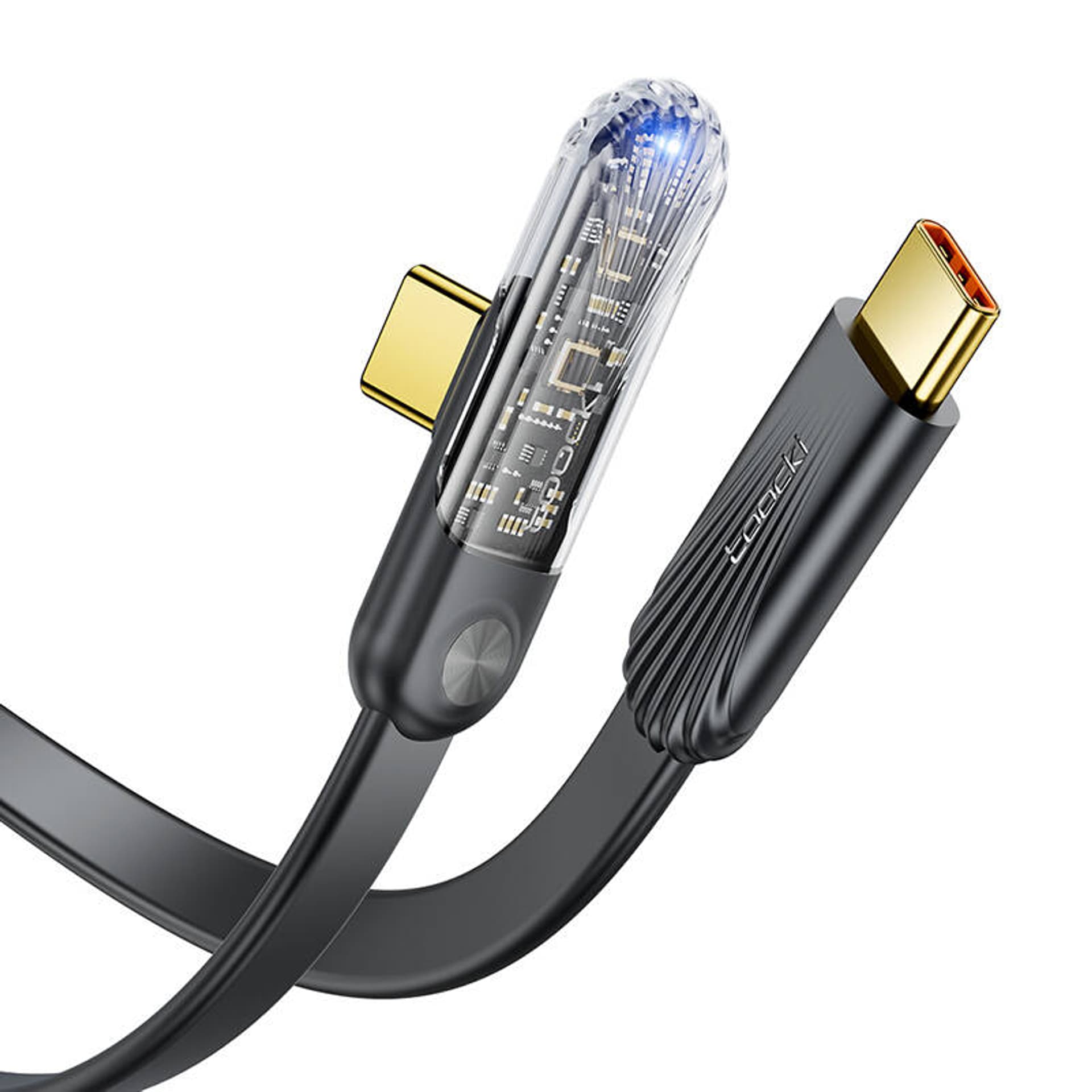 

Kabel kątowy USB-C do USB-C Toocki, 1m, 100W (czarny)