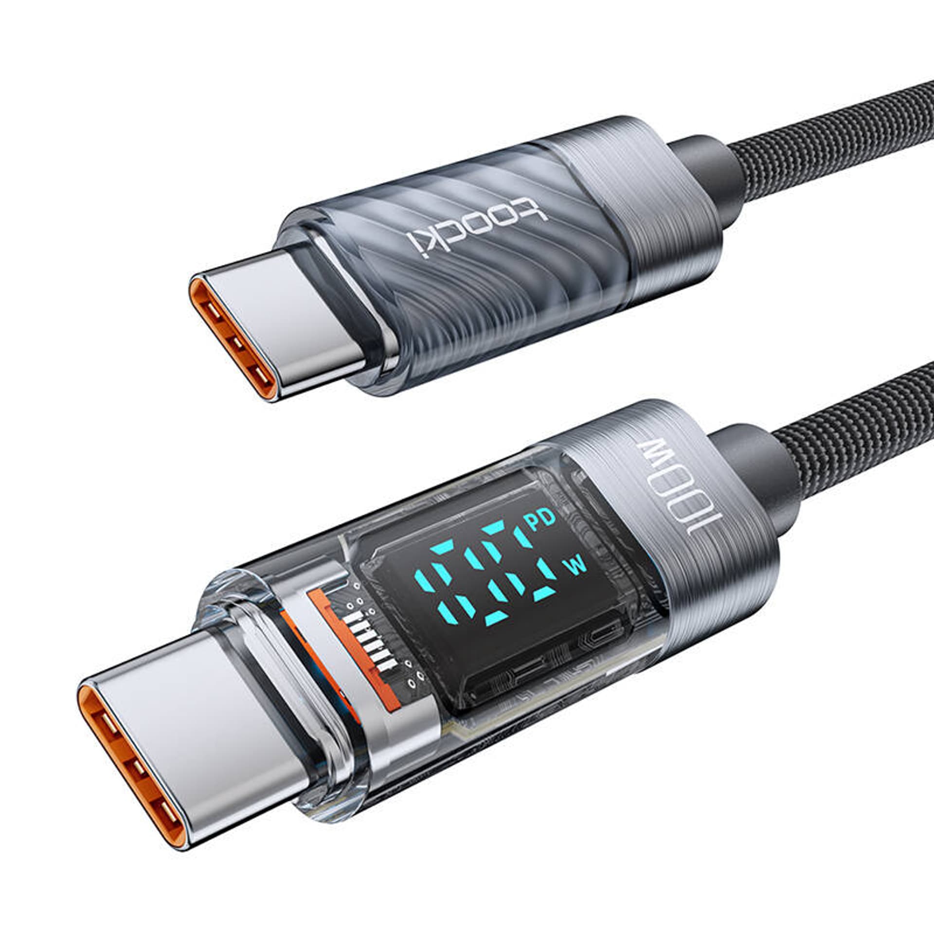 

Kabel USB-C do USB-C Toocki, 1m, 100W (szary)