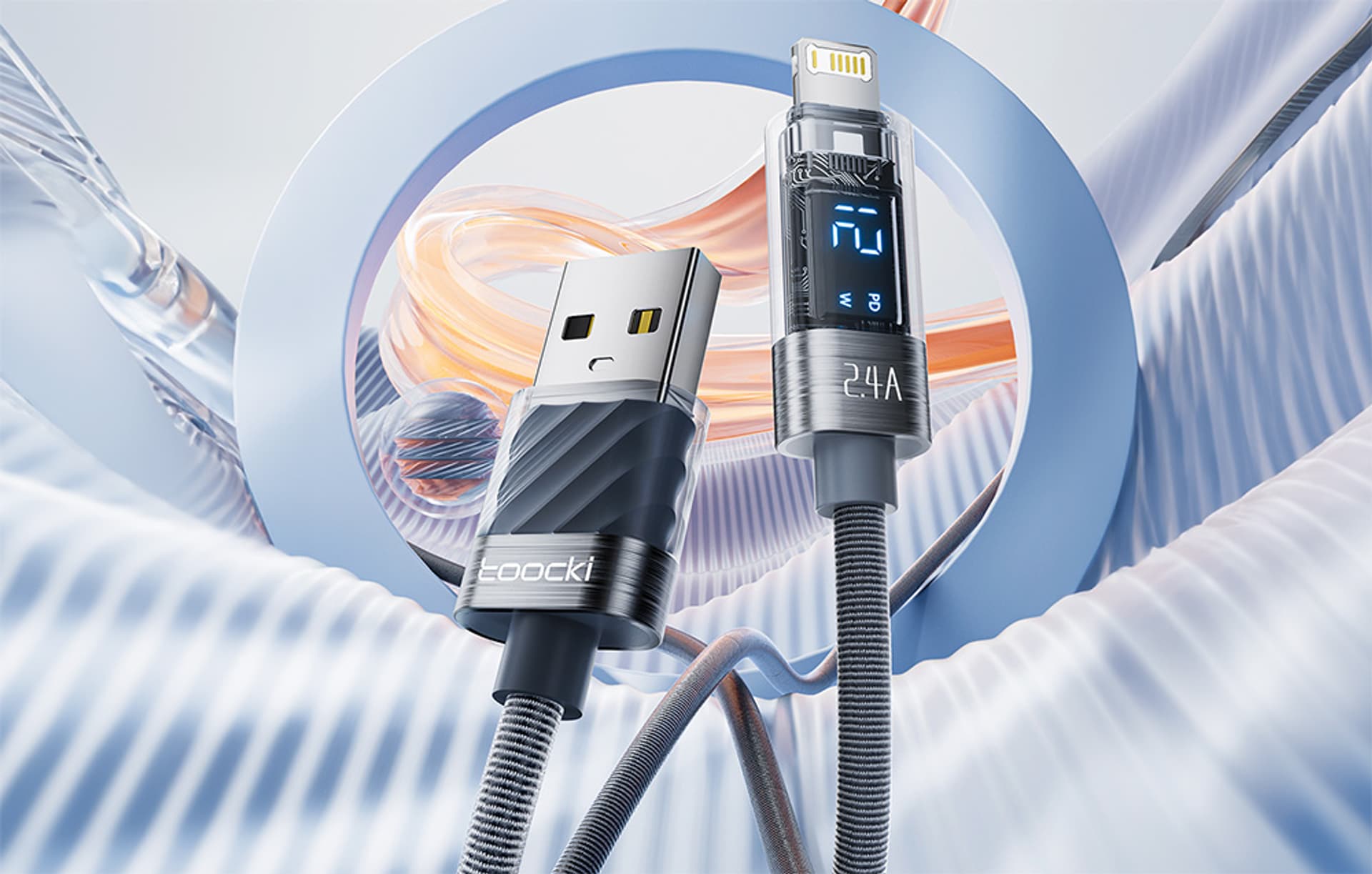 

Kabel USB do Lightning Toocki, 1m, 12W (szary)