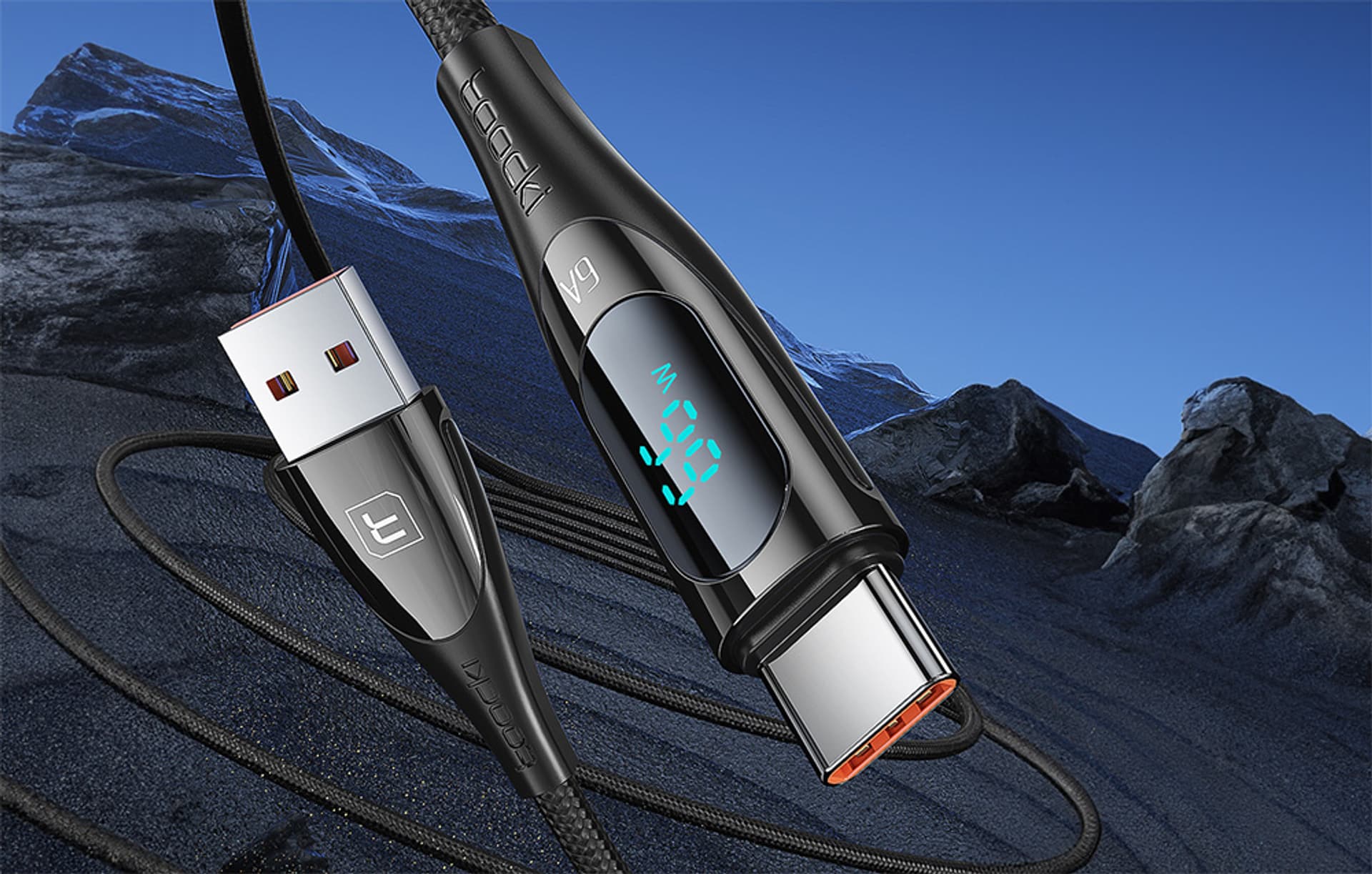 

Kabel USB do USB-C Toocki, 1m, 66W (czarny)