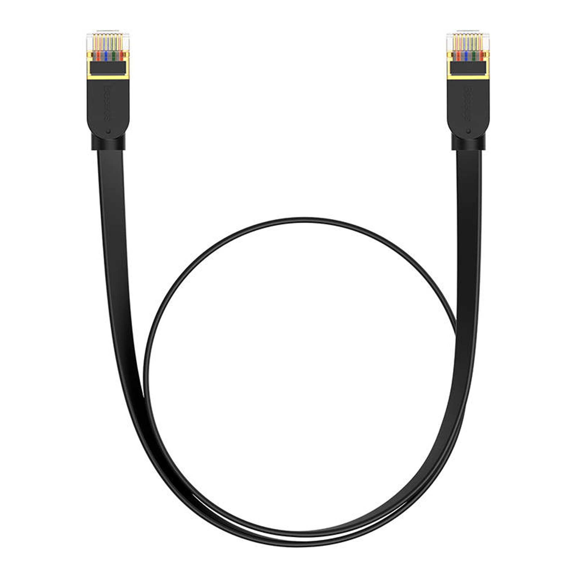 

Płaski kabel sieciowy Baseus Ethernet RJ45, Gigabit, Cat.7, 1 m (czarny)