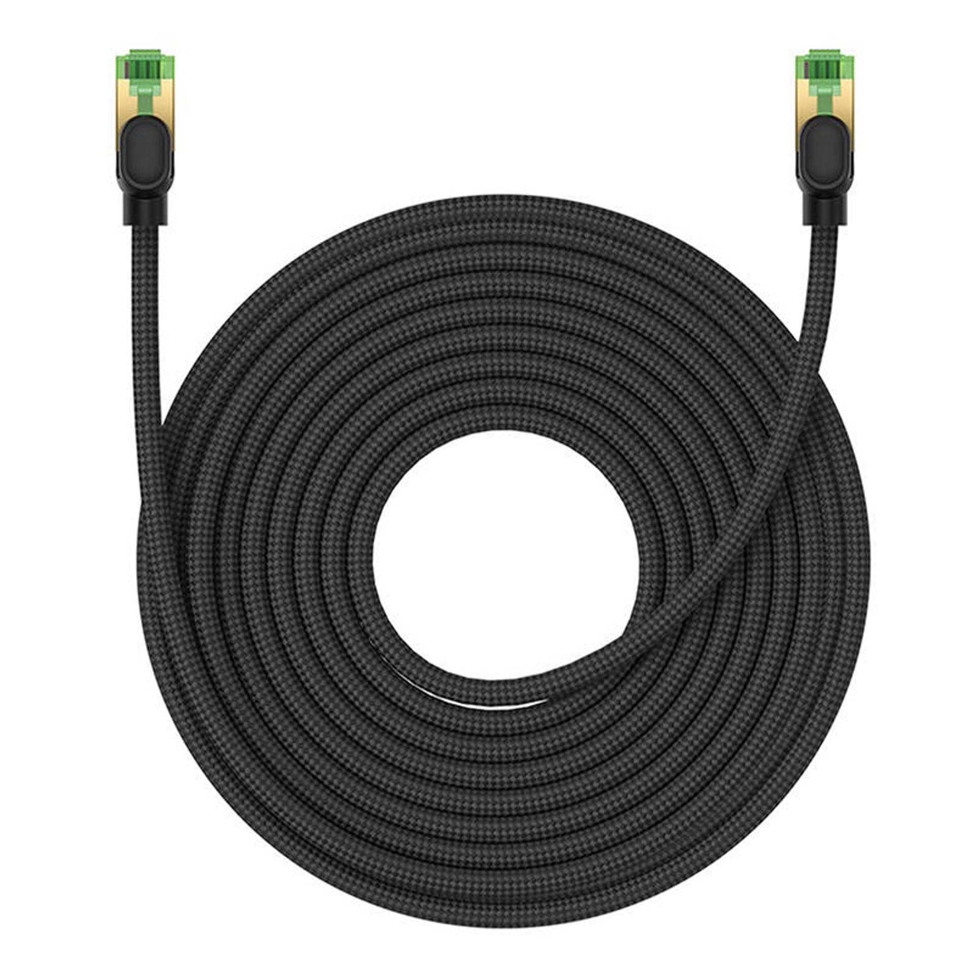 

Kabel sieciowy w oplocie kat. 8 Baseus Ethernet RJ45, 40Gbps, 15m (czarny)