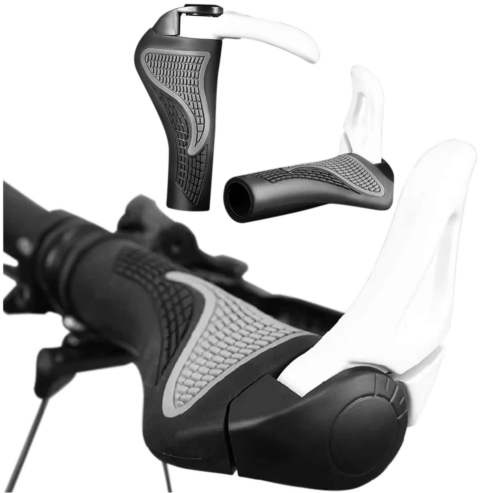 

Chwyty gripy rowerowe rączki rogi do kierownicy roweru ergonomiczne para gumowe na rower Czarno-Białe