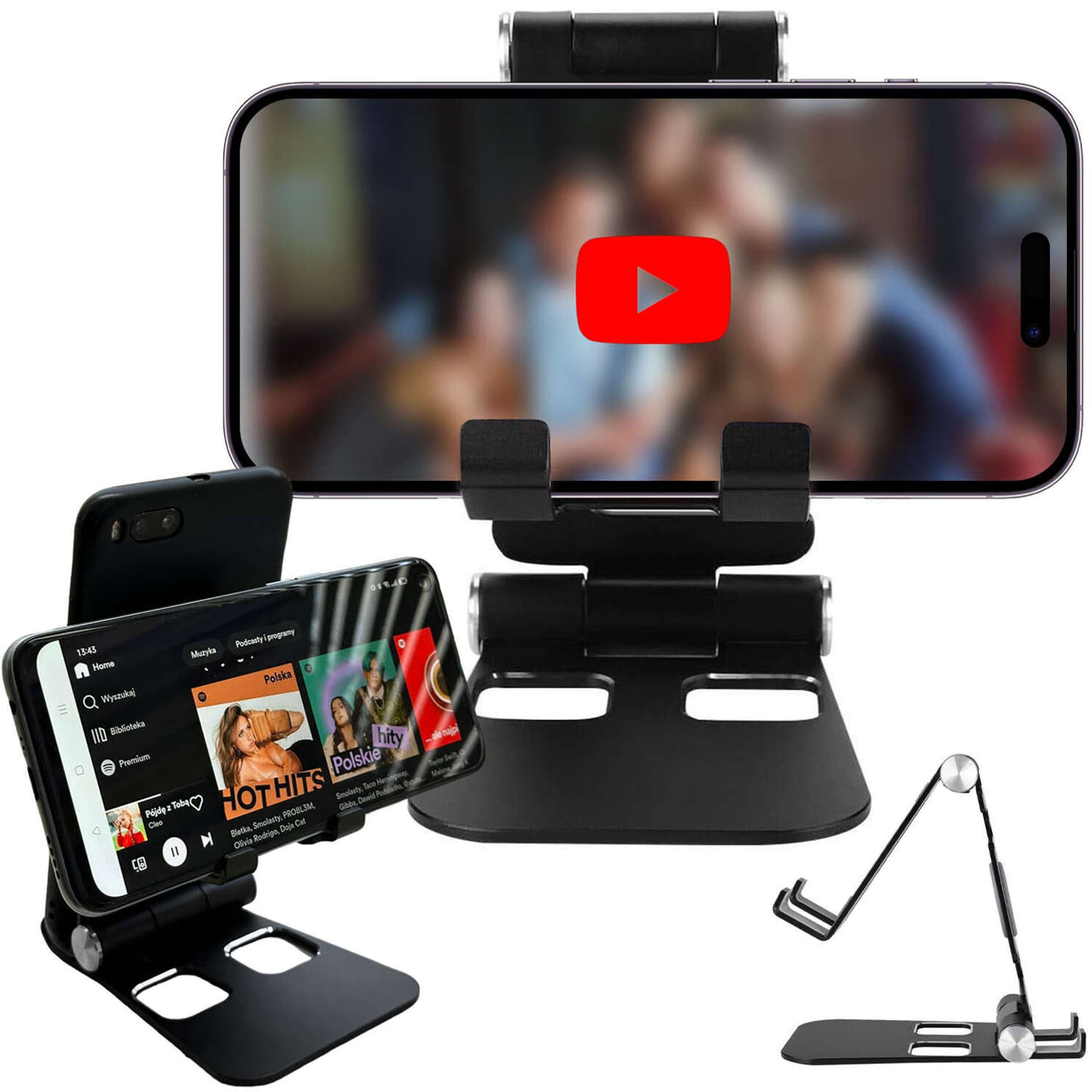

Uchwyt na telefon smartwatch tablet 11 stojak podstawka na biurko biurkowy solidny składany do telefonu tabletu Alogy Czarny