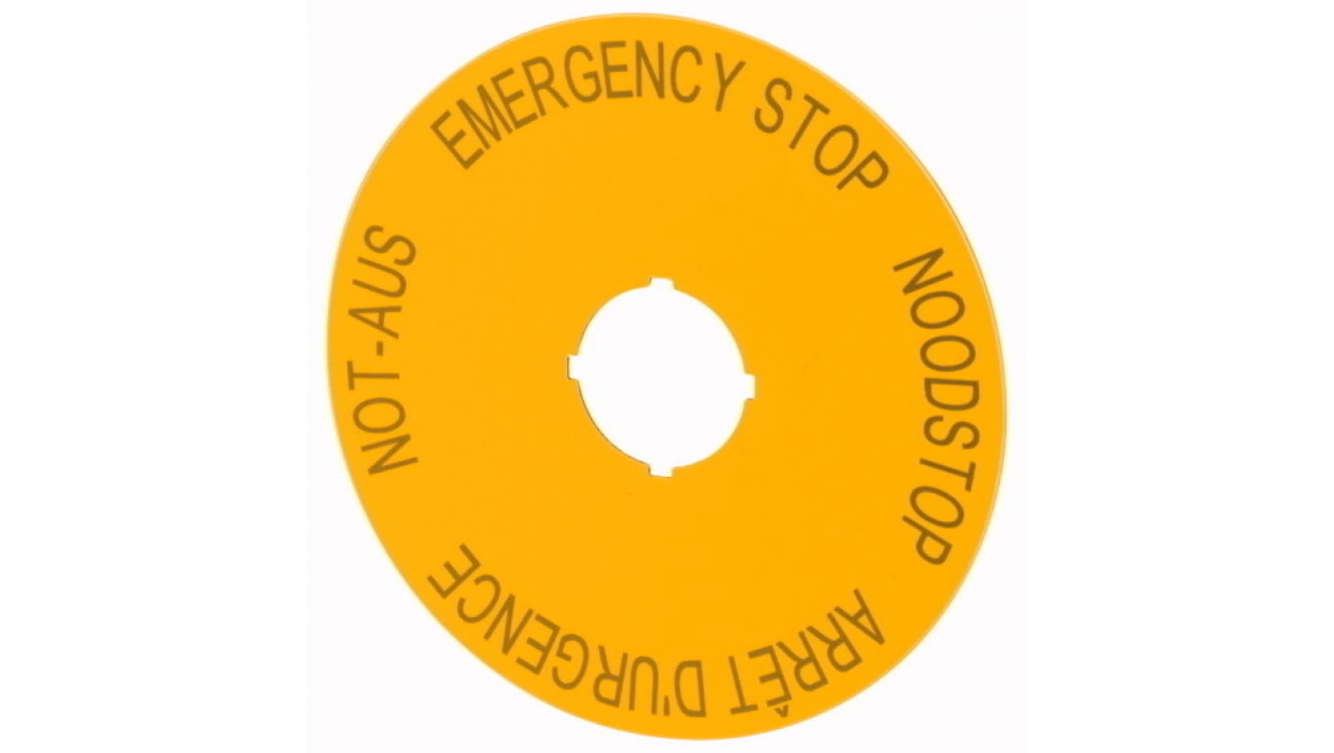

Tabliczka opisowa żółta okrągła fi90 EMERGENCY STOP (DE, GB, NL, F) M22-XAK3 216467, De/gb/nl/f) m22-xak3 21646