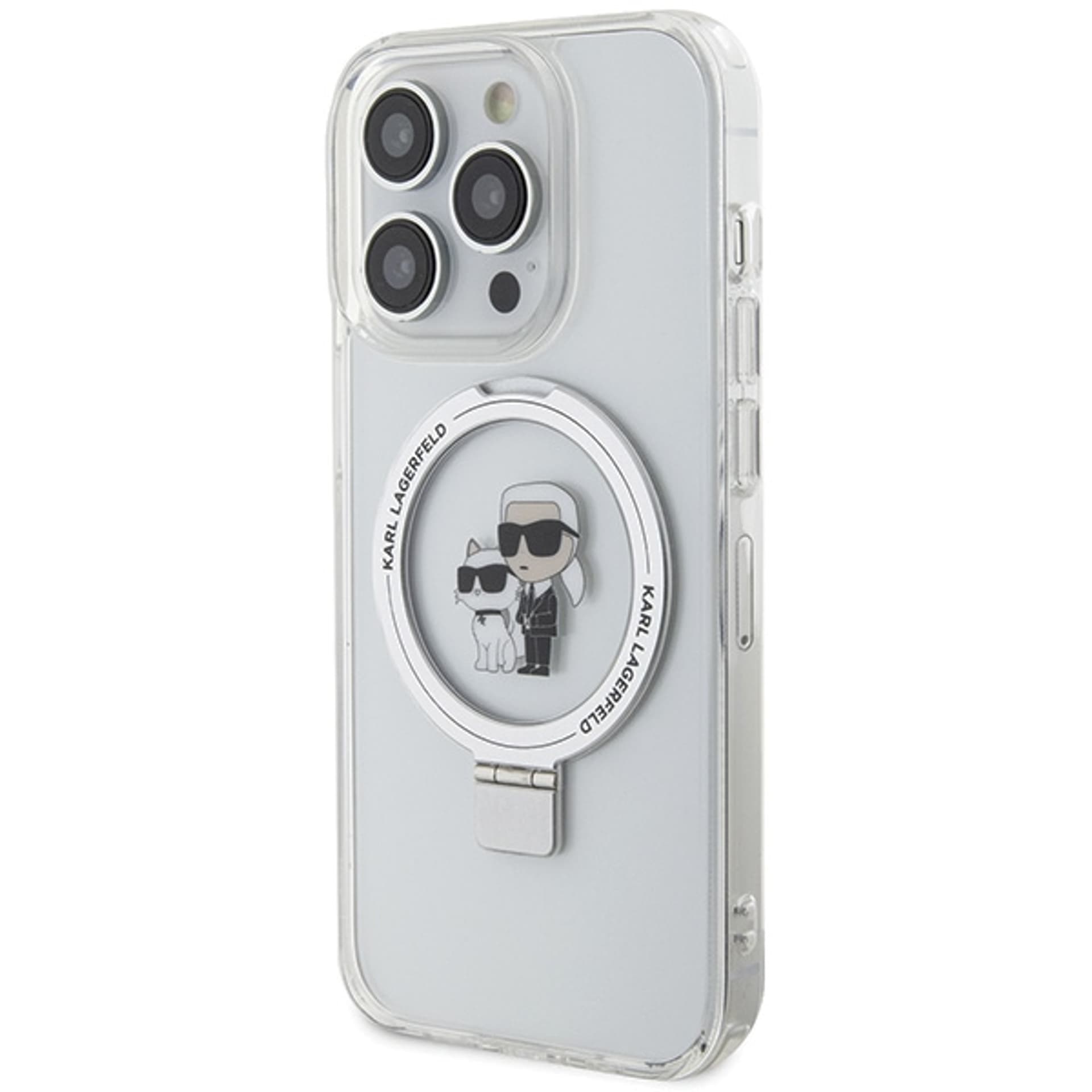

Karl Lagerfeld KLHMP14LHMRSKCH iPhone 14 Pro 6.1" bialy/white hardcase Ring Stand Karl&Choupettte MagSafe