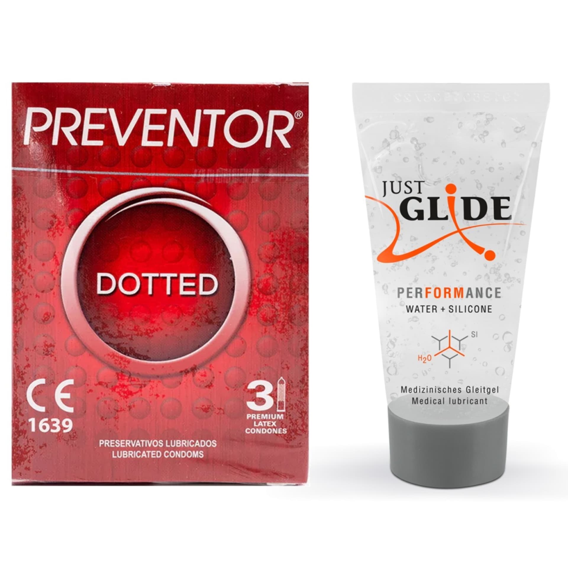 

Prezerwatywy Dotted 3szt. Preventor i lubrykant Just Glide Performance 20ml