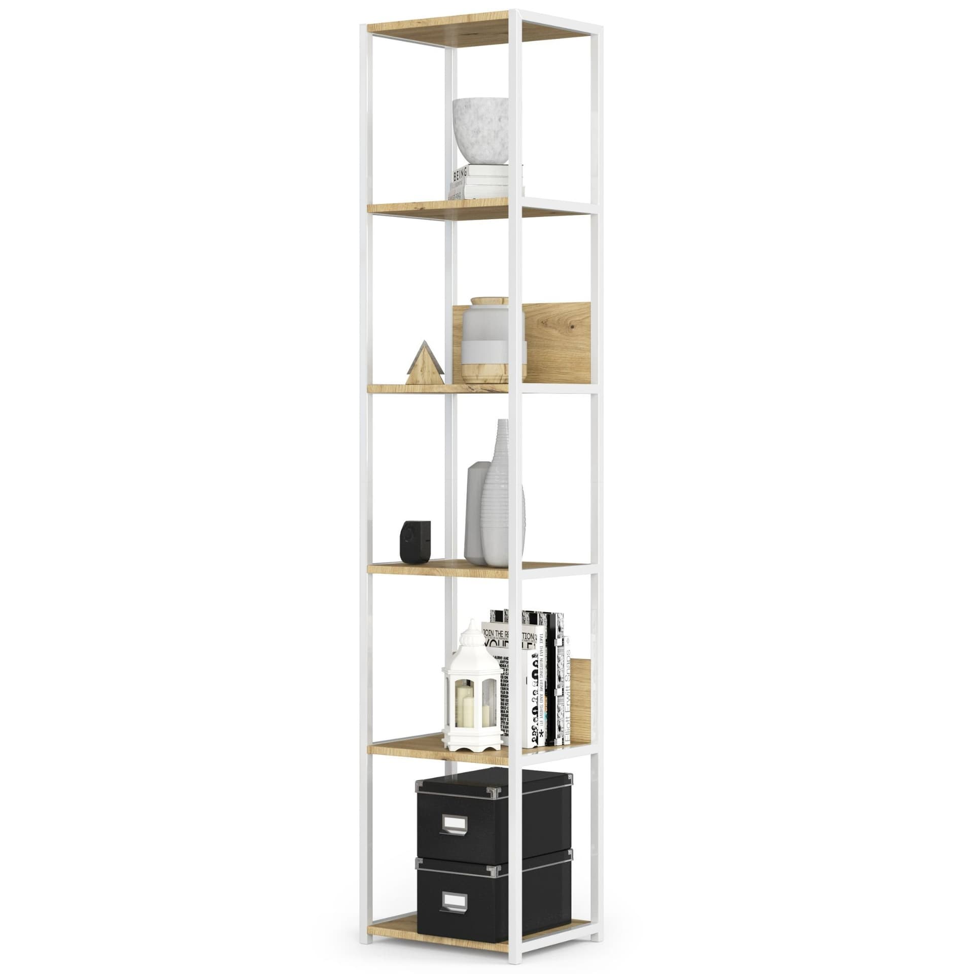 

REGAŁ METALOWY LOFT 400 BIAŁY/DĄB ARTISAN