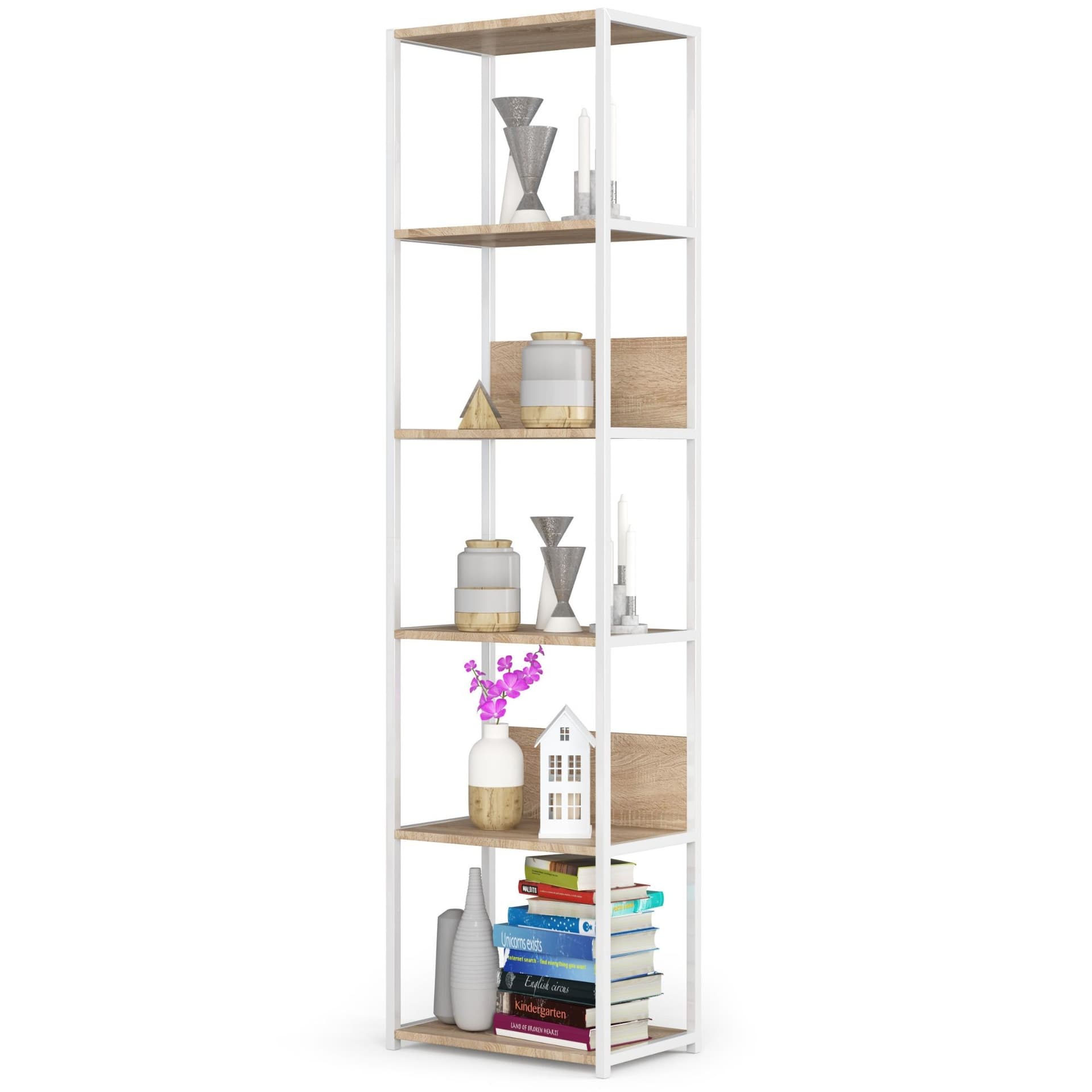 

REGAŁ METALOWY LOFT 500 BIAŁY/DĄB SONOMA