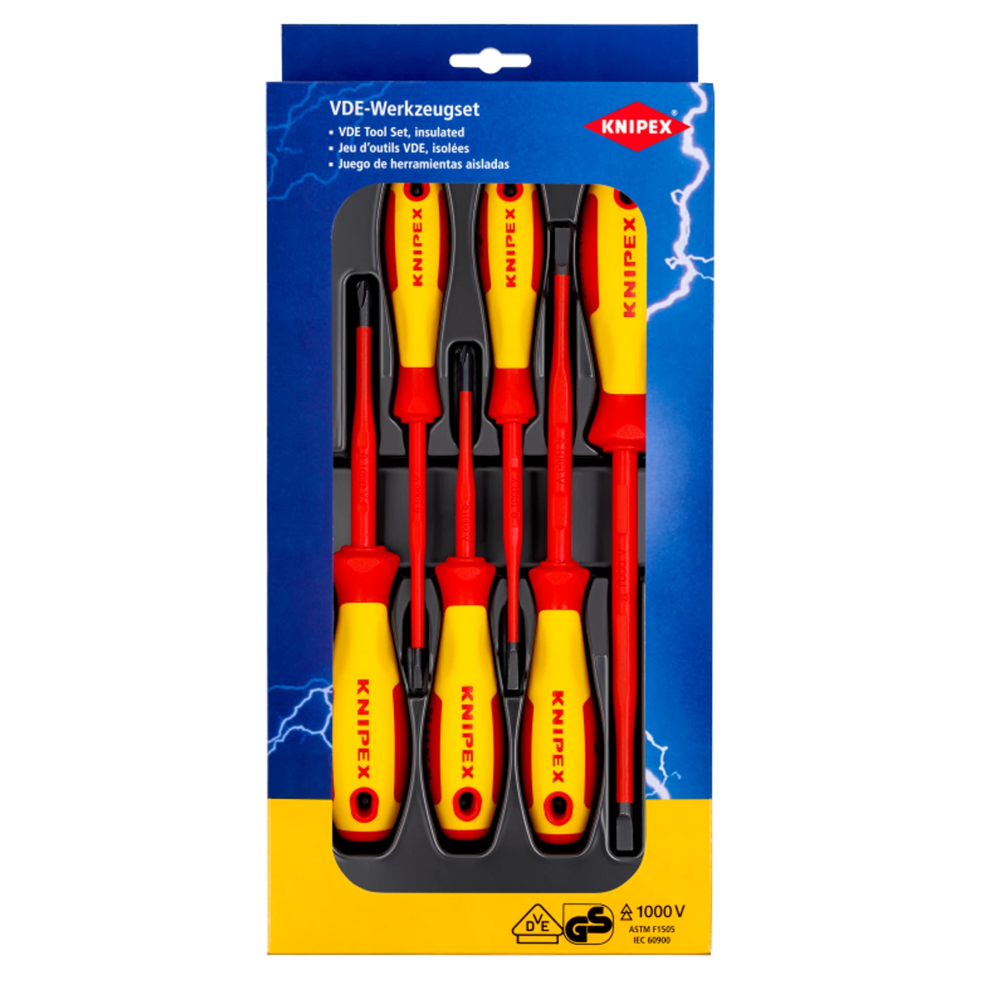 

Zestaw wkrętaków VDE 00 20 12 V02 Do śrub z rowkiem / Phillips® KNIPEX