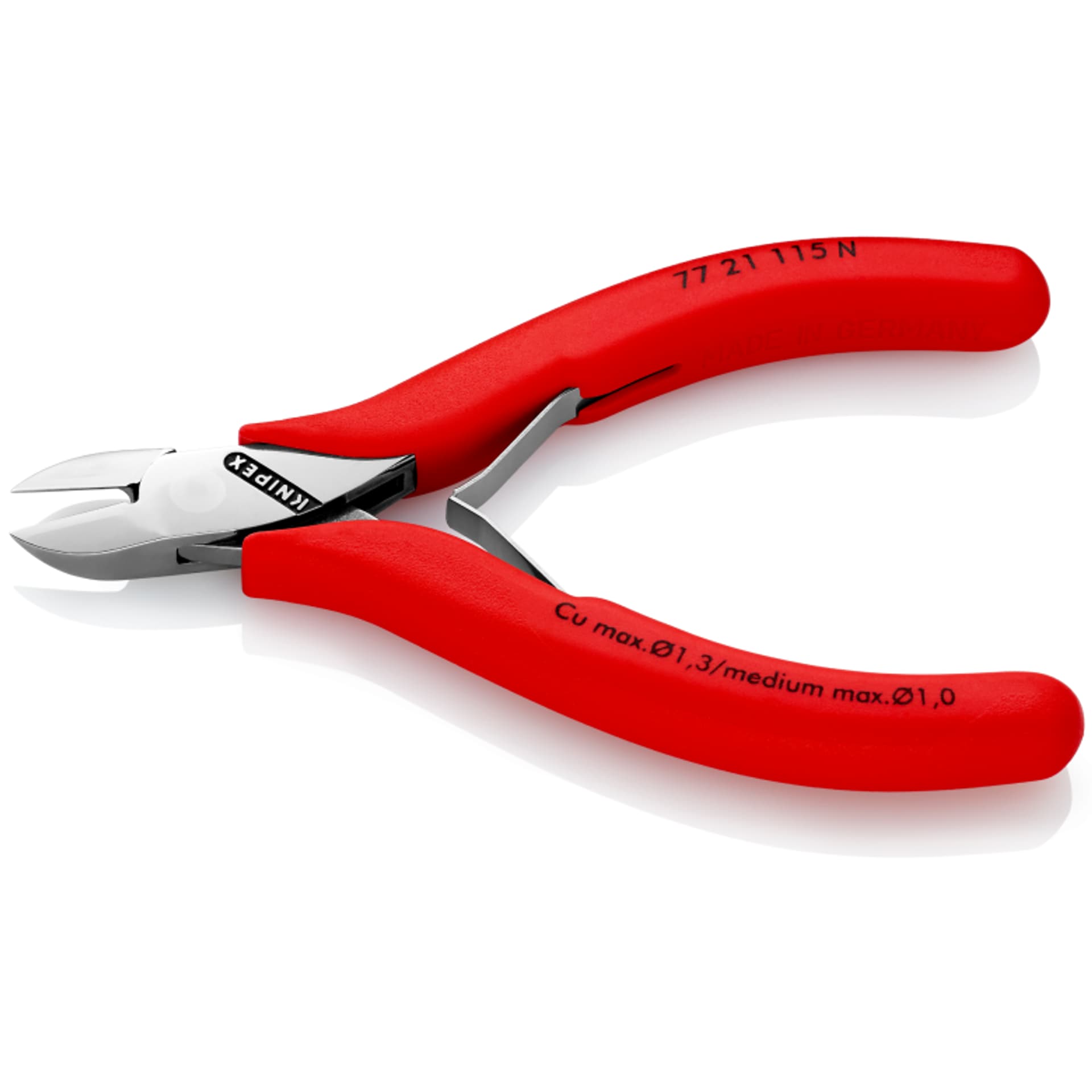 

Szczypce tnące boczne dla elektroników 77 21 115 N Ze złączem wsuwkowym KNIPEX