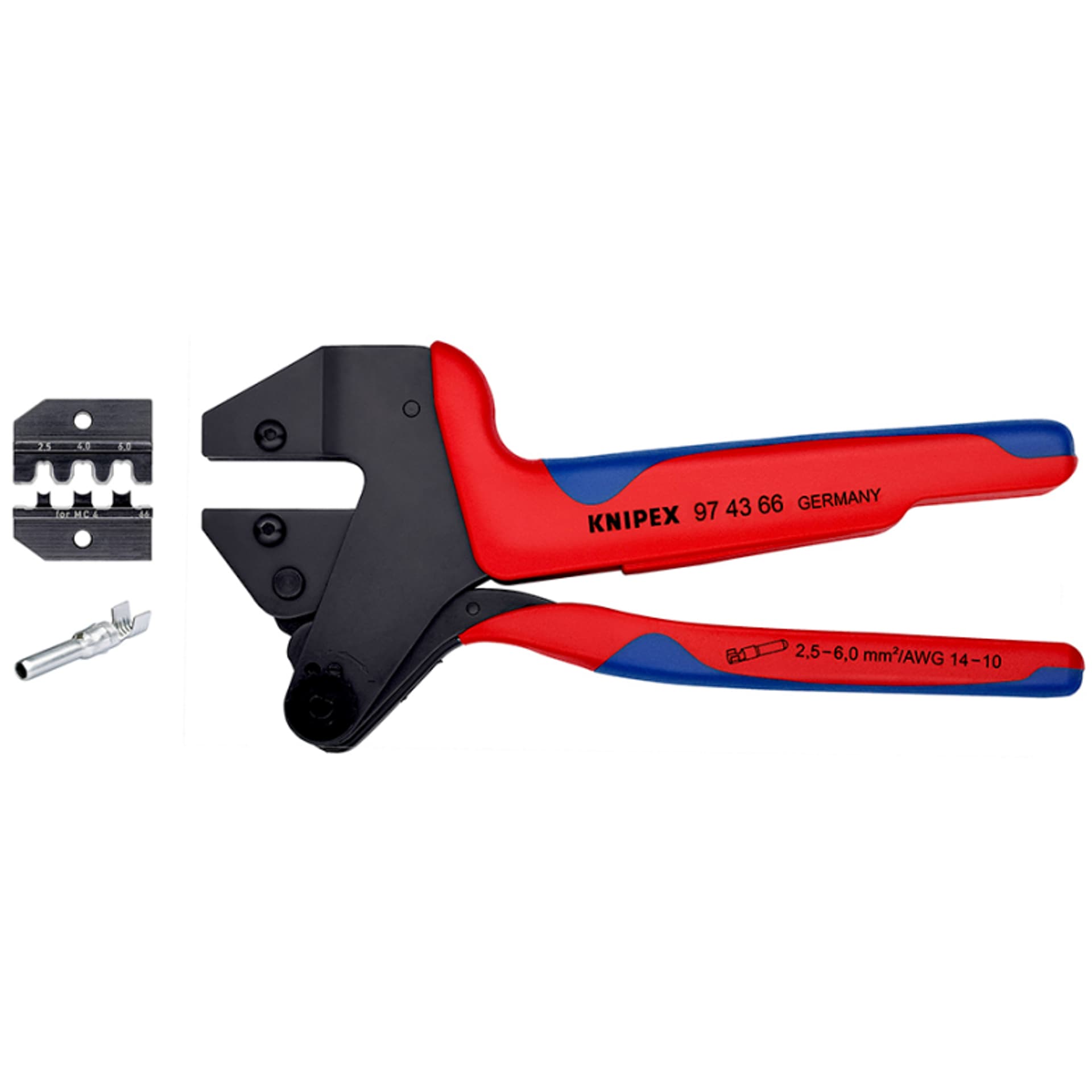 

Szczypce do zagniatania typu Crimp System 97 43 66 Do wymiennych matryc zagniatających Szczypce do zagniatania typu Crimp System dla złączy MC4 Multi-Connect (do 6 mm²) KNIPEX, Do 6 mm²) knipe