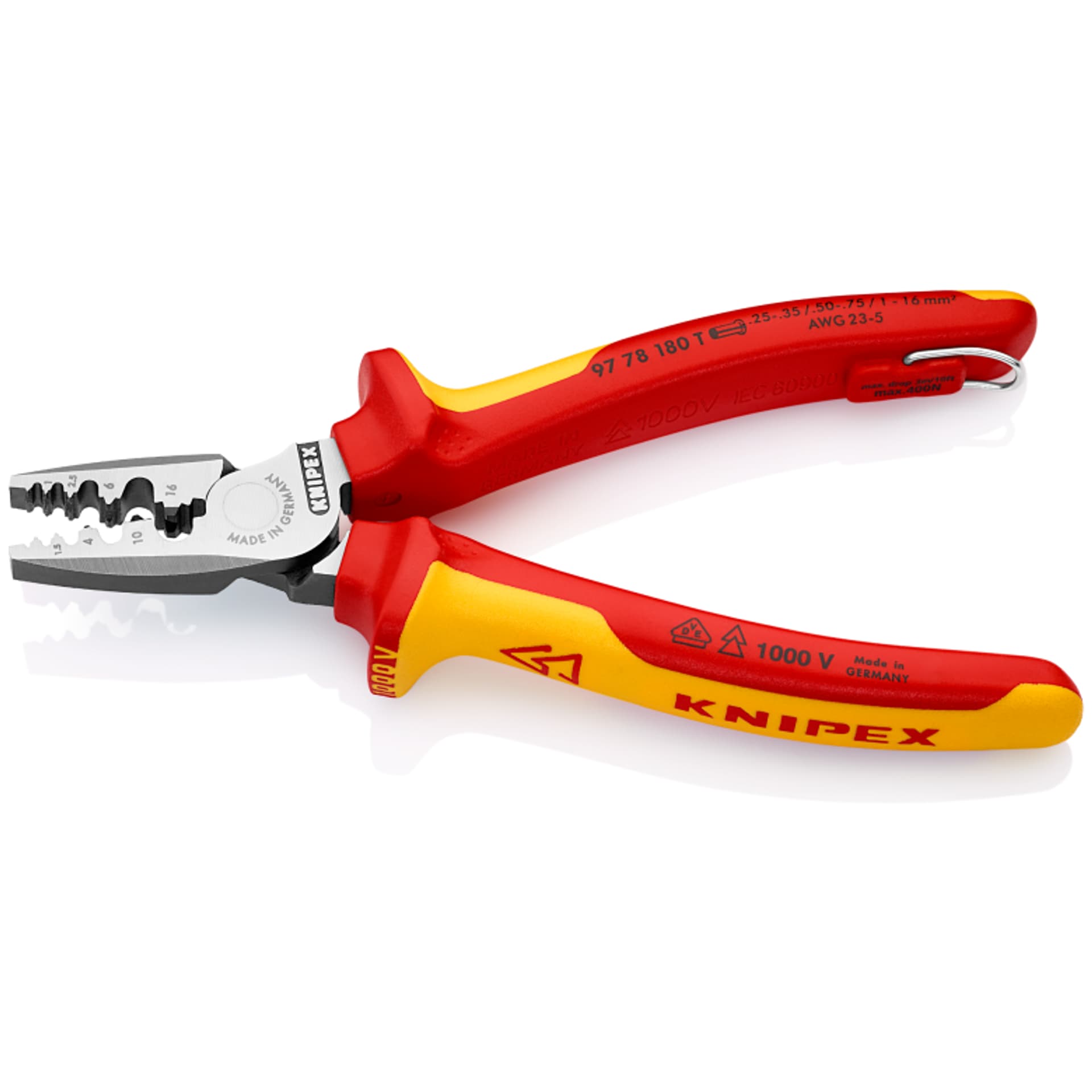 

Szczypce do zagniatania tulejek kablowych 97 78 180 T KNIPEX