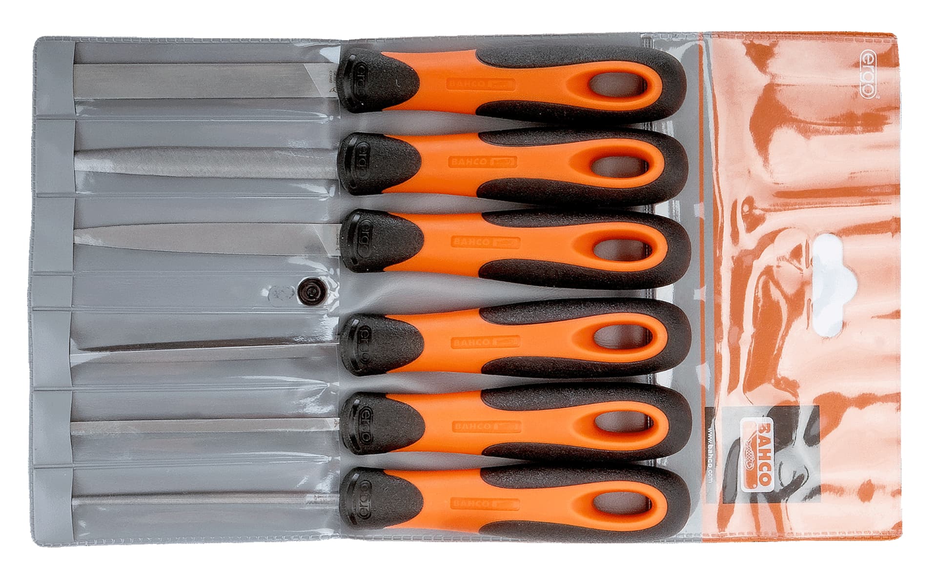 

Zestaw 6 pilników 100 mm typ 3 ERGO z rękojeściami w etui BAHCO