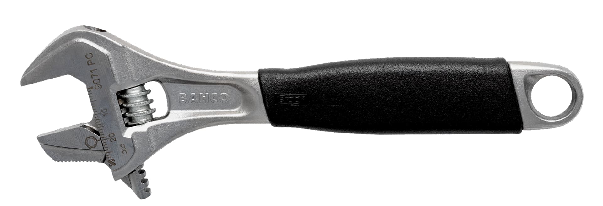 

28 mm - Klucz nastawny ERGO™ z nakrętką i gumową rękojeścią, z odwracalną szczęką 208 mm BAHCO