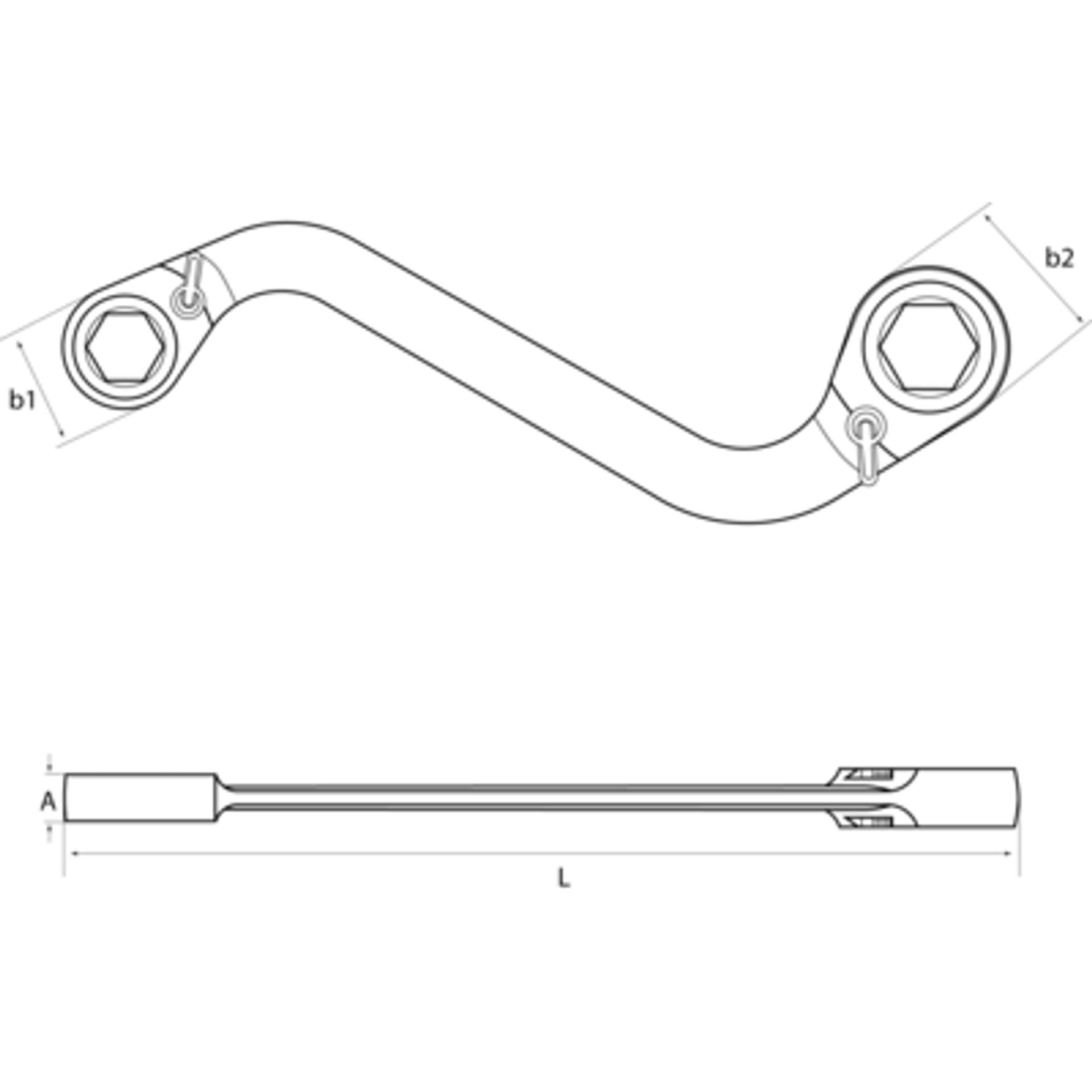 

Klucz grzechotkowy oczkowy dwustronny S-kształtny 14-19 mm BAHCO