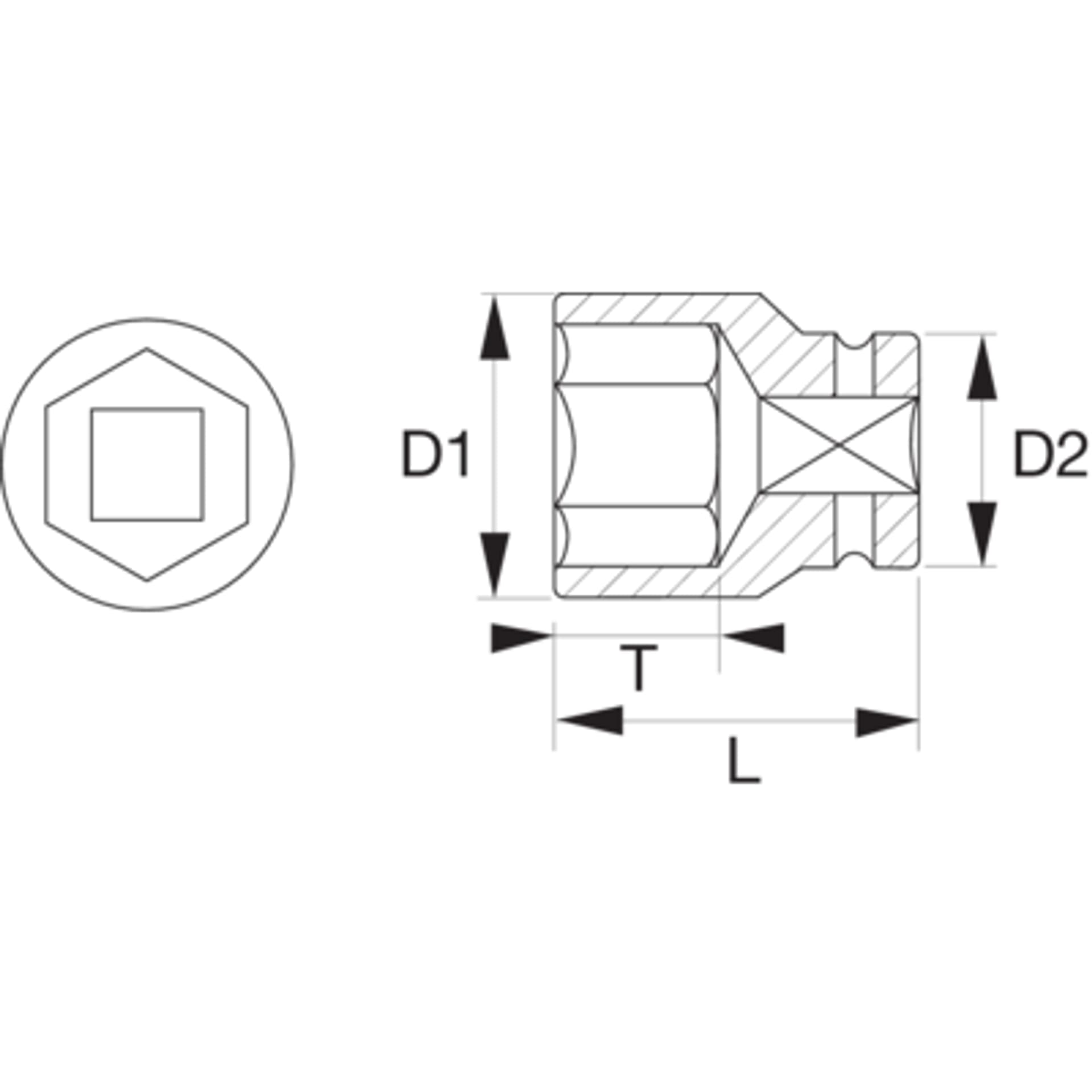 

Nasadka udarowa 1/2" 6-kątna 3/8" BAHCO