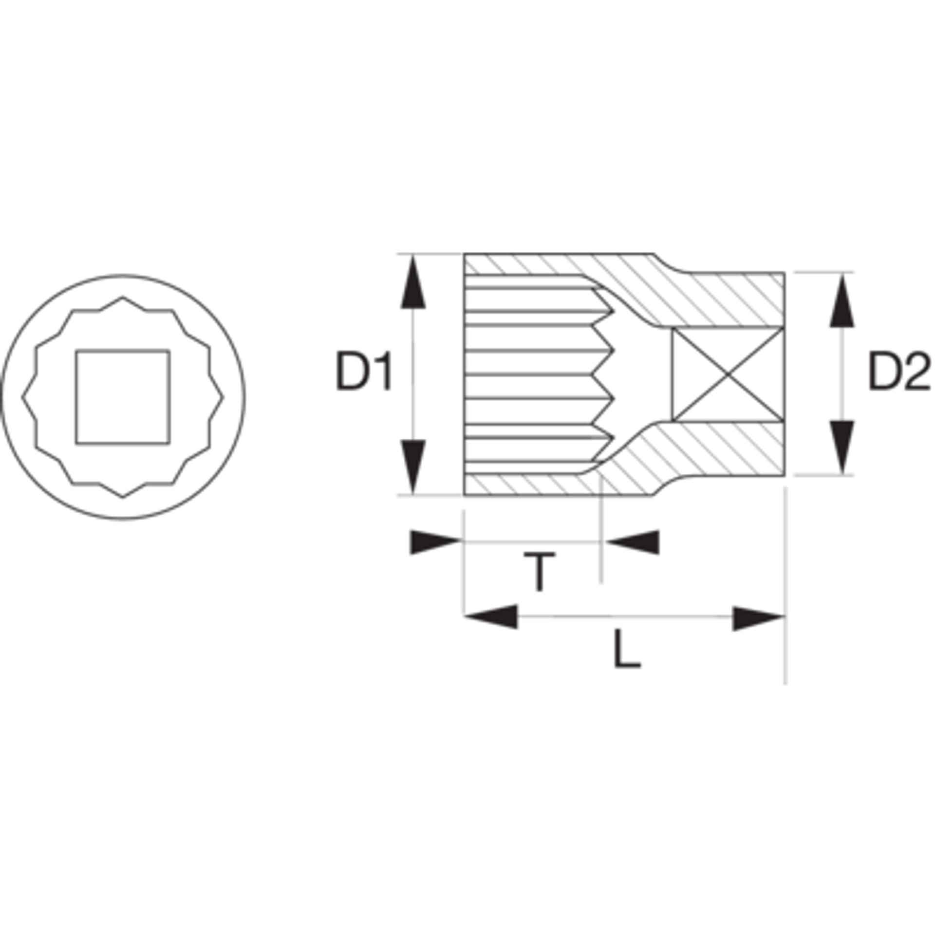 

Nasadka 1/4" 12-kątna 5 mm cienkościenna BAHCO