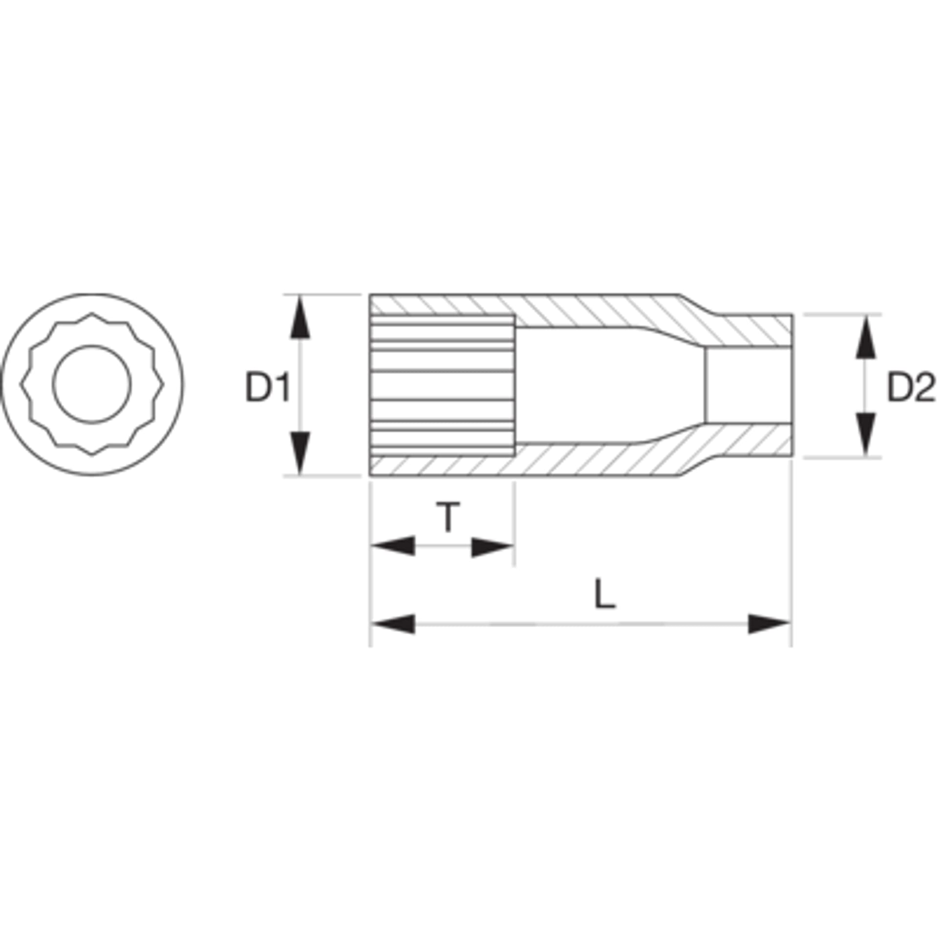 

Nasadka 1/4" 12-kątna 3/16" cienkościenna BAHCO