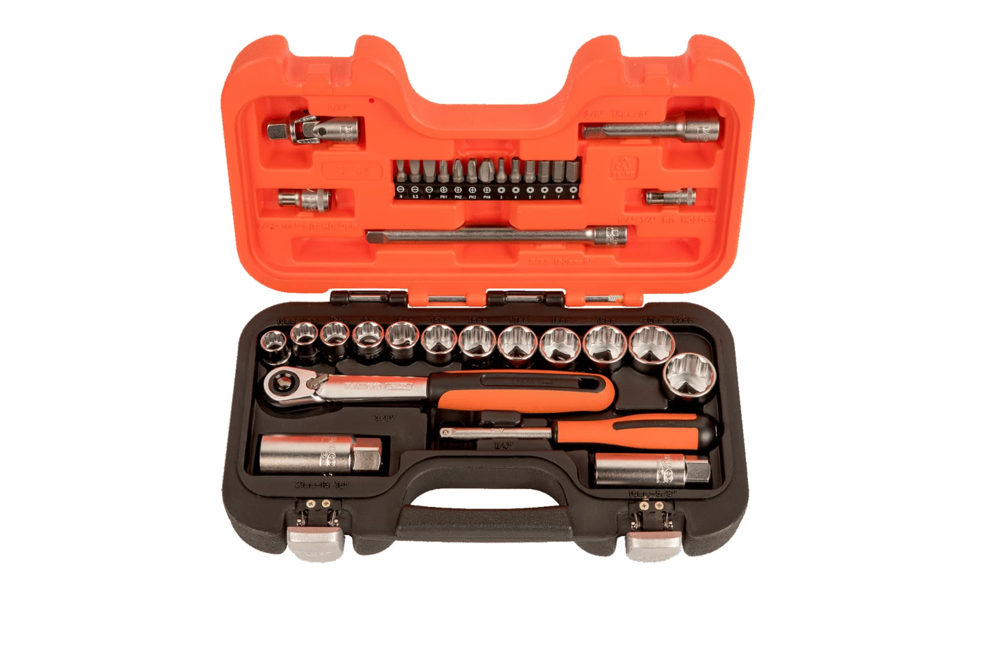 

Zestaw nasadek 1/4"&1/2" 34-elementowy z grzechotką SLIM BAHCO