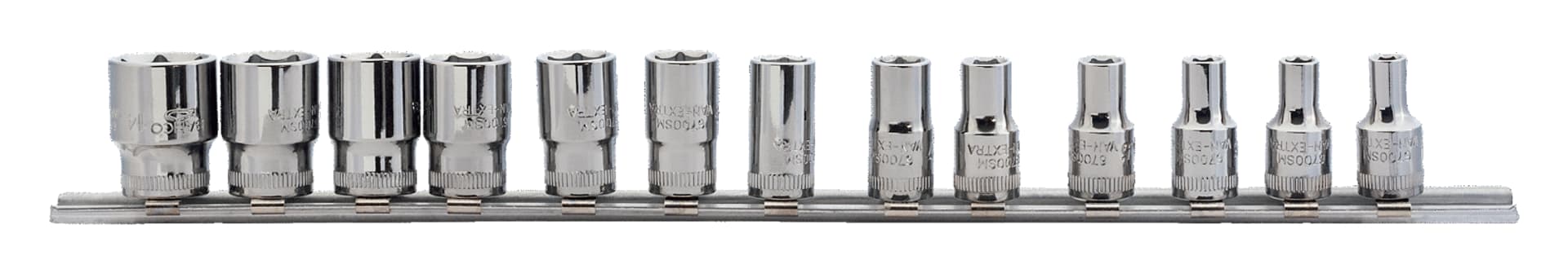 

Nasadki 1/4" 13 szt. na szynie BAHCO