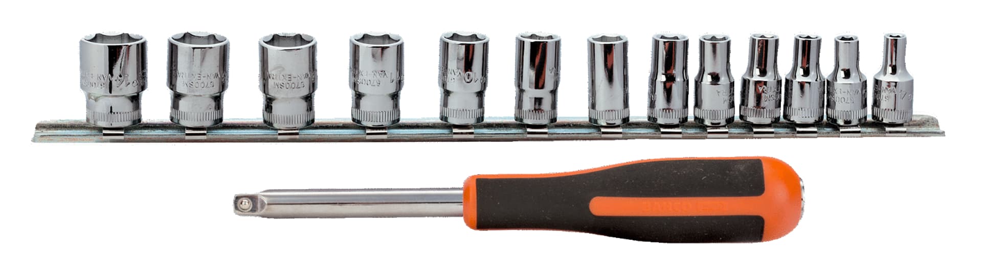 

Nasadki 6-kątne 6700SM 13 sztuk na szynie RAIL-187 BAHCO